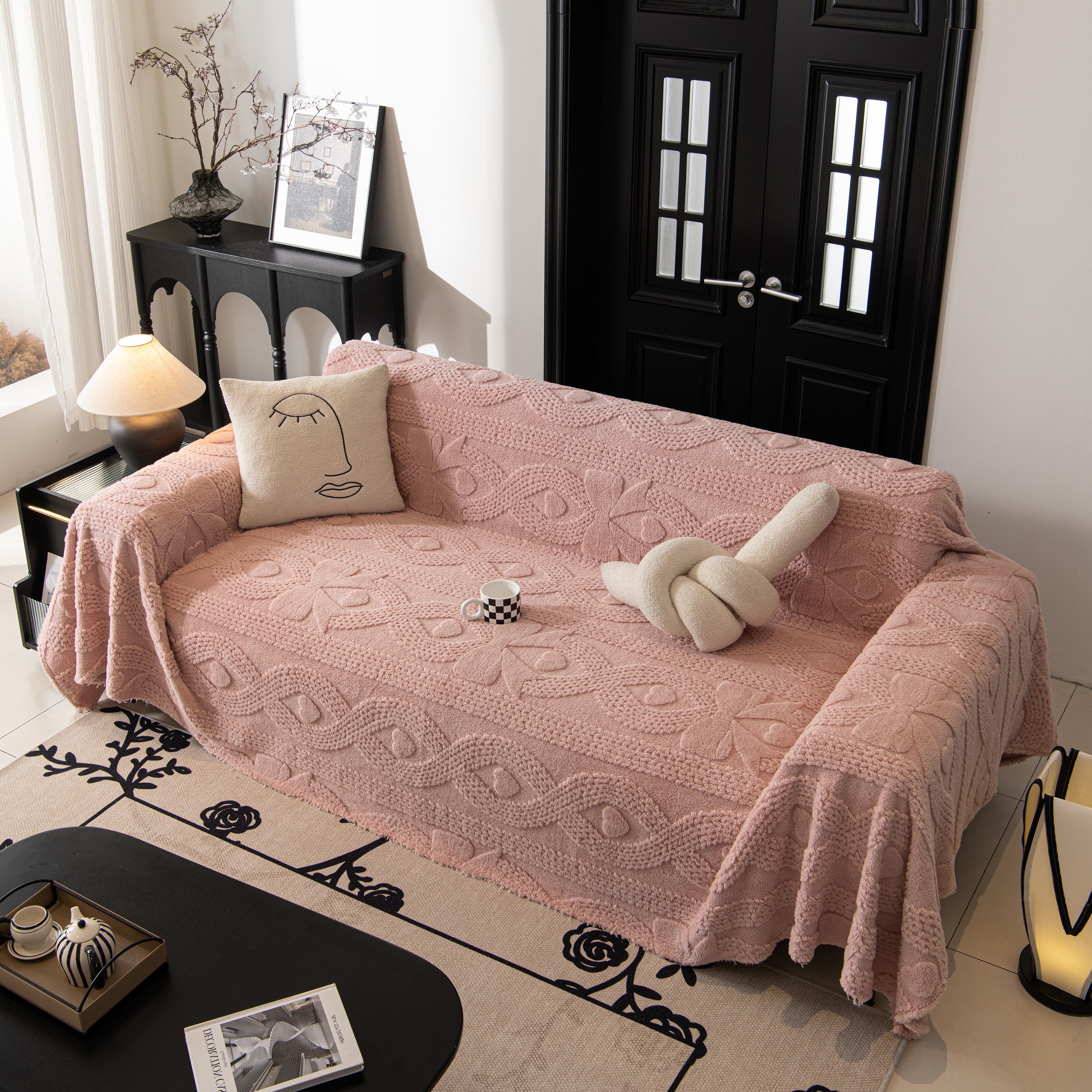 Soft Plush Fleece Throw Blanket For Couch Solid Cute Warm Couch Cover Blanket For Winter