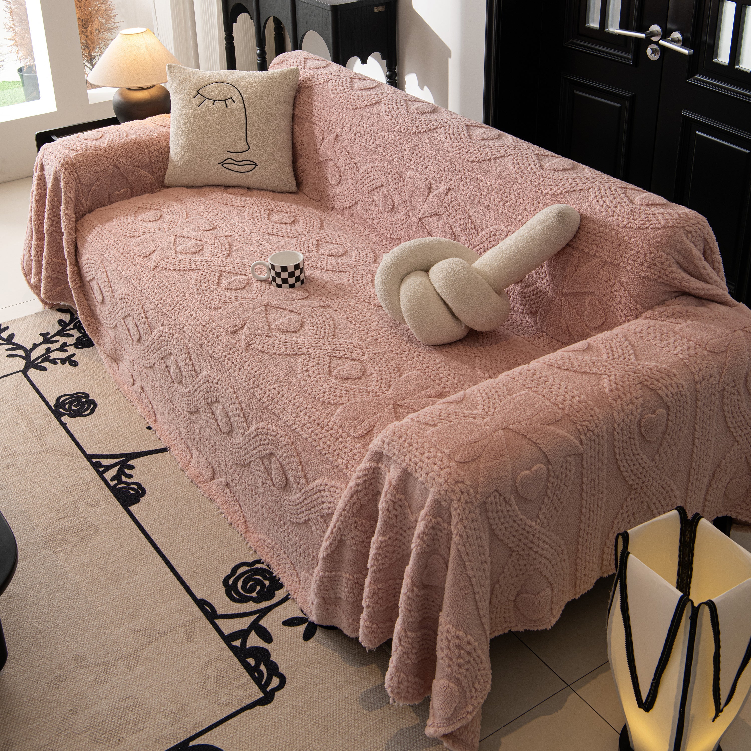 Soft Plush Fleece Throw Blanket For Couch Solid Cute Warm Couch Cover Blanket For Winter