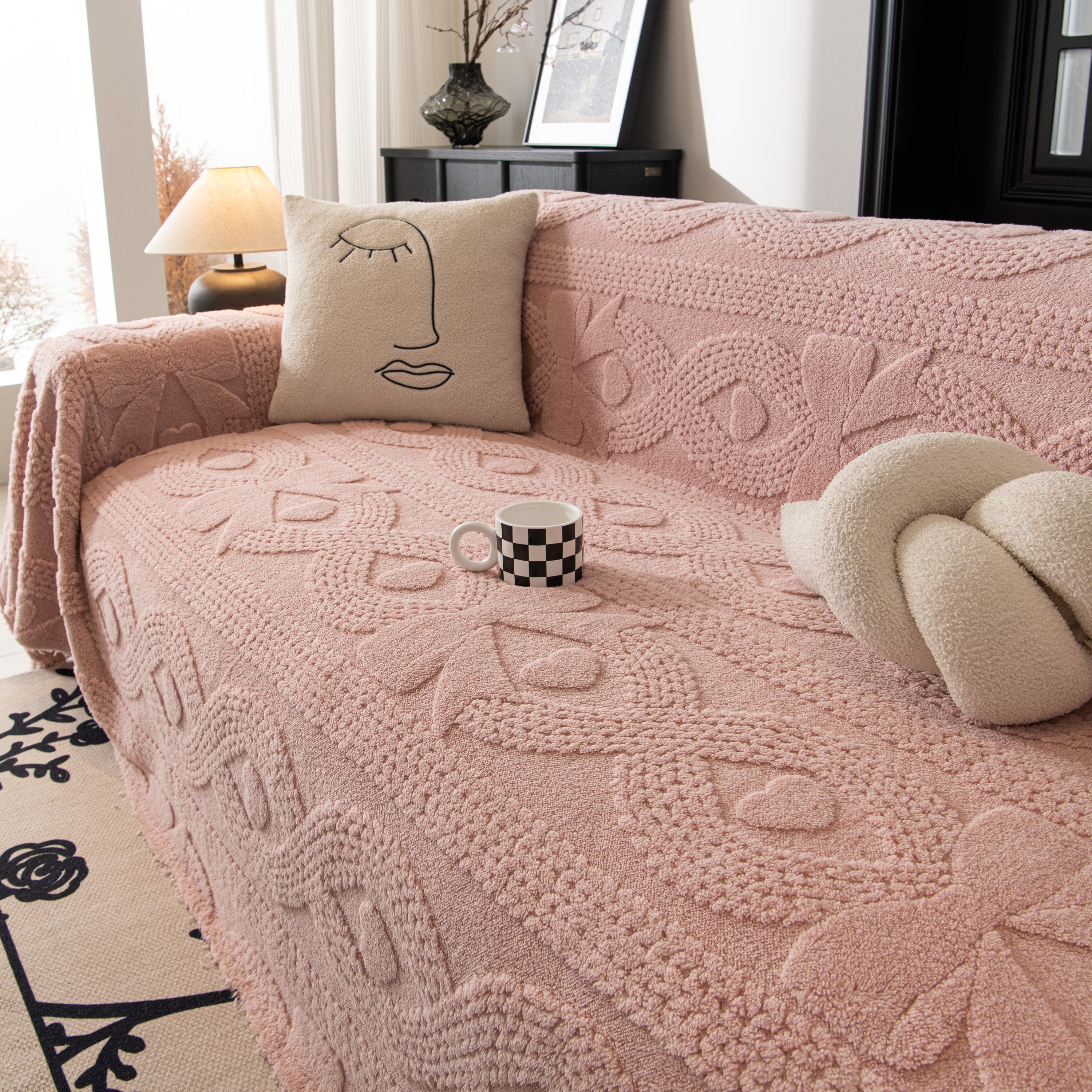 Soft Plush Fleece Throw Blanket For Couch Solid Cute Warm Couch Cover Blanket For Winter