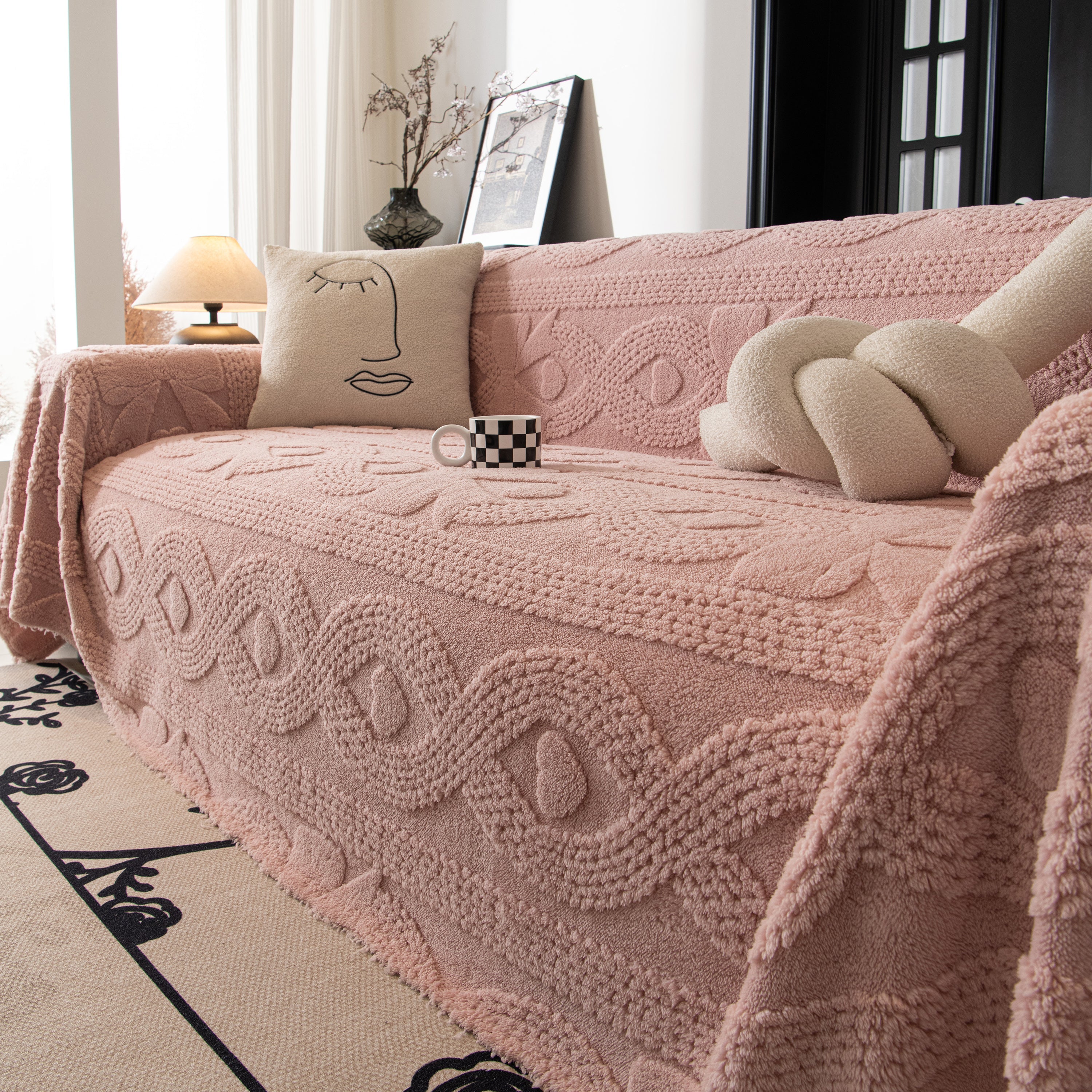 Soft Plush Fleece Throw Blanket For Couch Solid Cute Warm Couch Cover Blanket For Winter