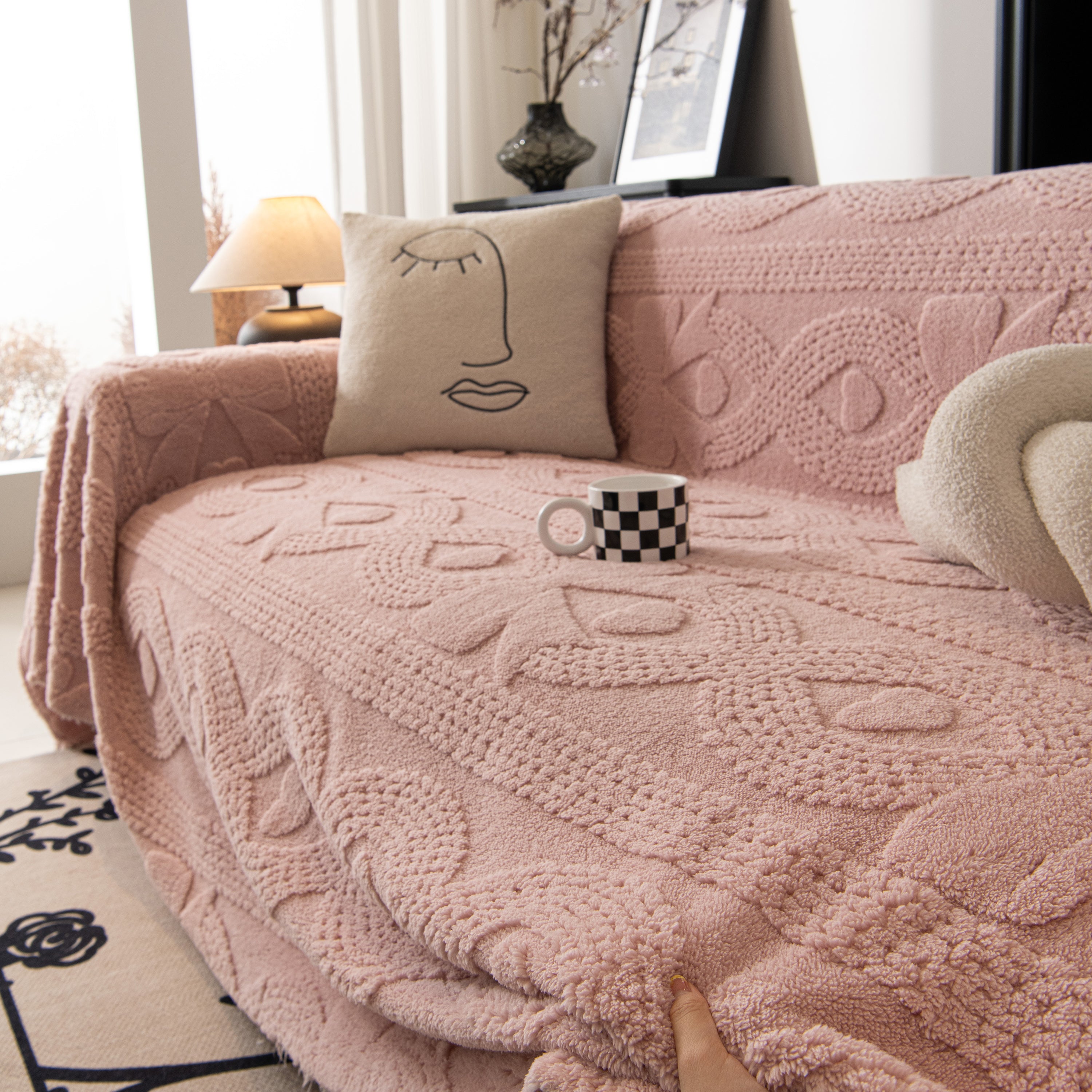 Soft Plush Fleece Throw Blanket For Couch Solid Cute Warm Couch Cover Blanket For Winter