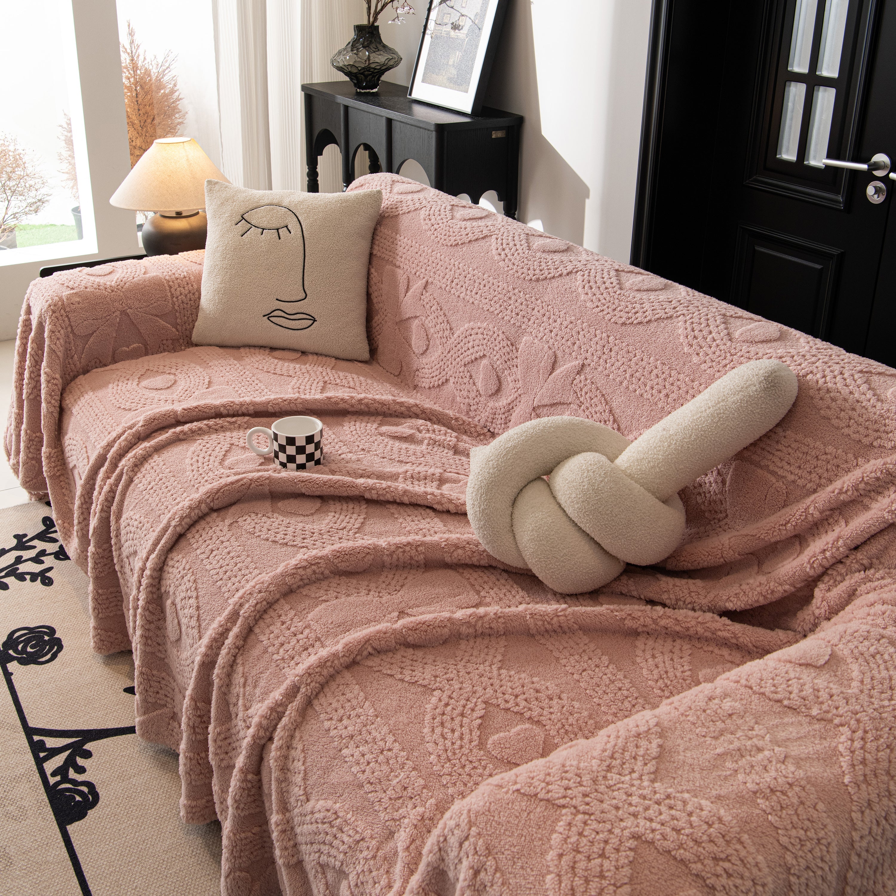 Soft Plush Fleece Throw Blanket For Couch Solid Cute Warm Couch Cover Blanket For Winter
