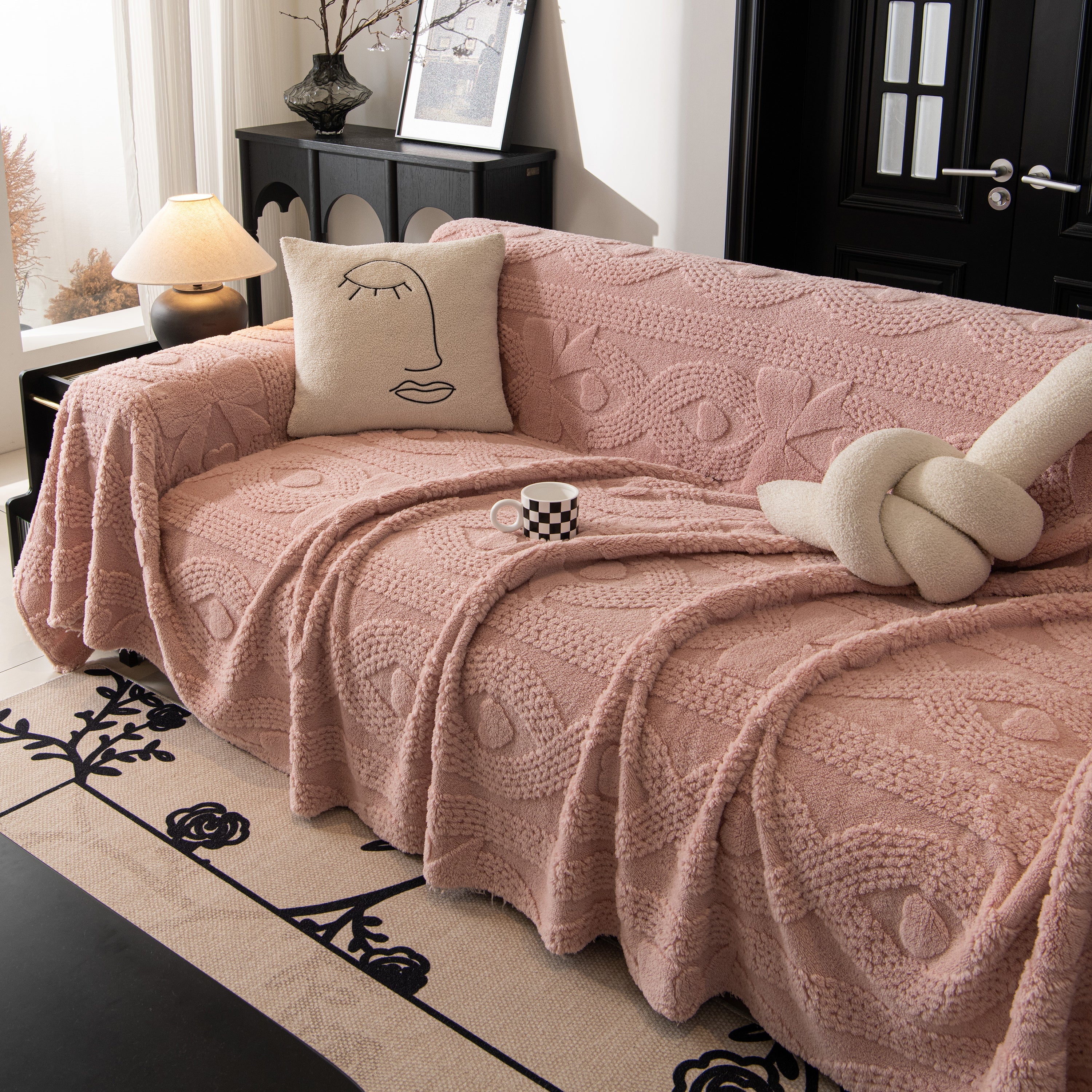 Soft Plush Fleece Throw Blanket For Couch Solid Cute Warm Couch Cover Blanket For Winter