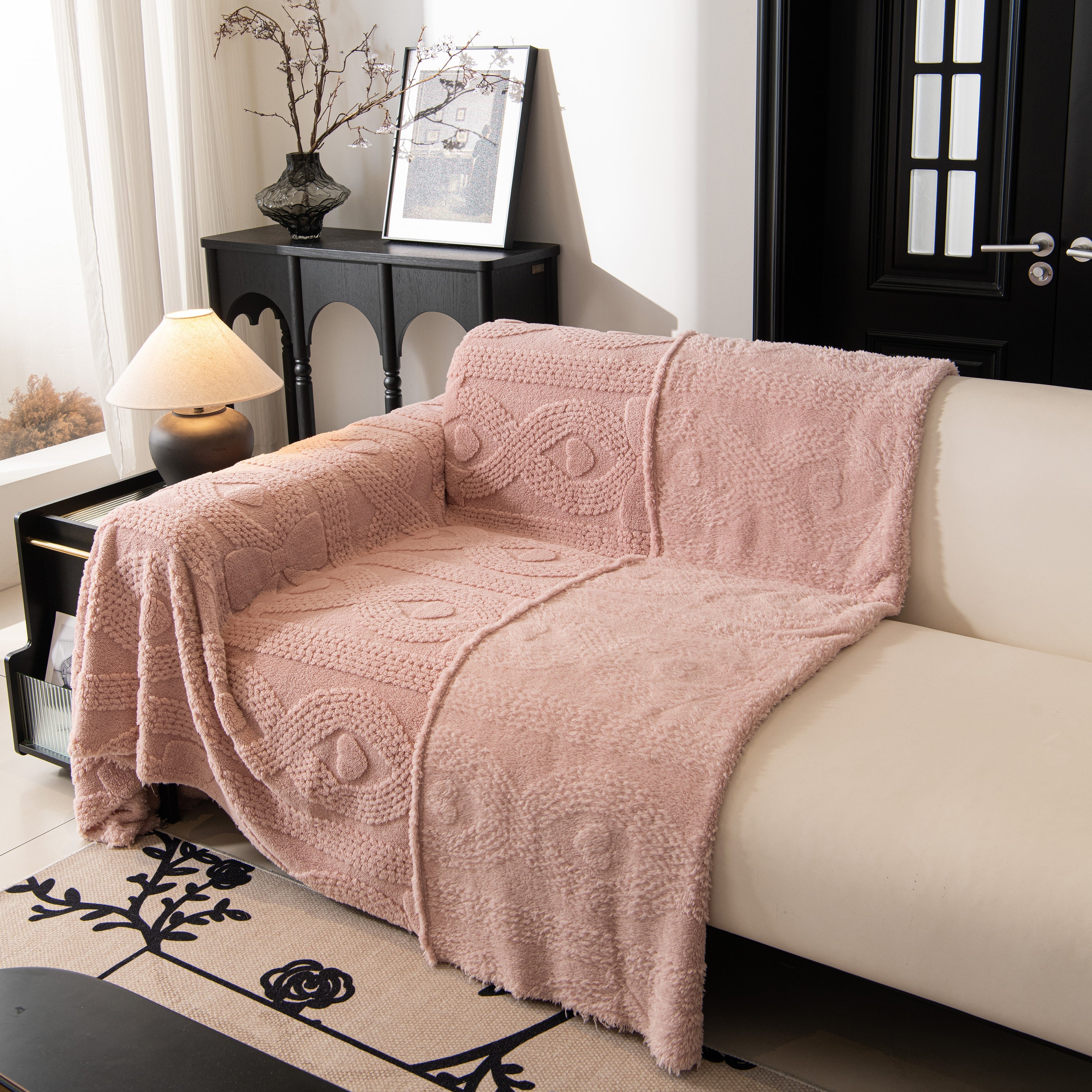 Soft Plush Fleece Throw Blanket For Couch Solid Cute Warm Couch Cover Blanket For Winter