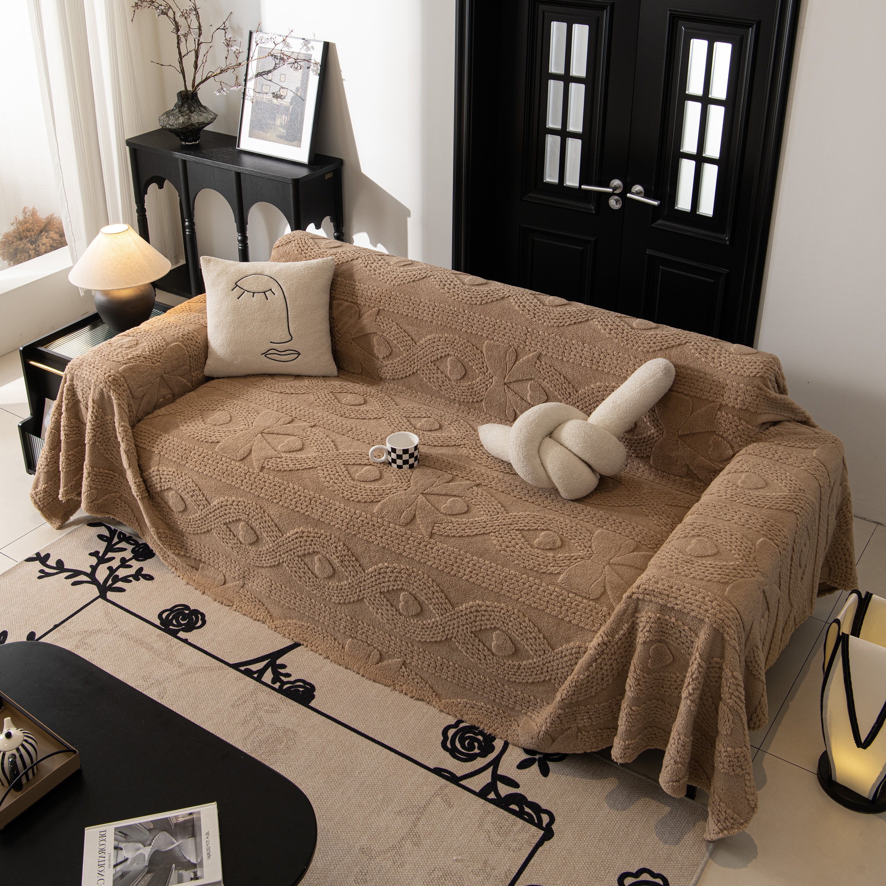 Soft Plush Fleece Throw Blanket For Couch Solid Cute Warm Couch Cover Blanket For Winter