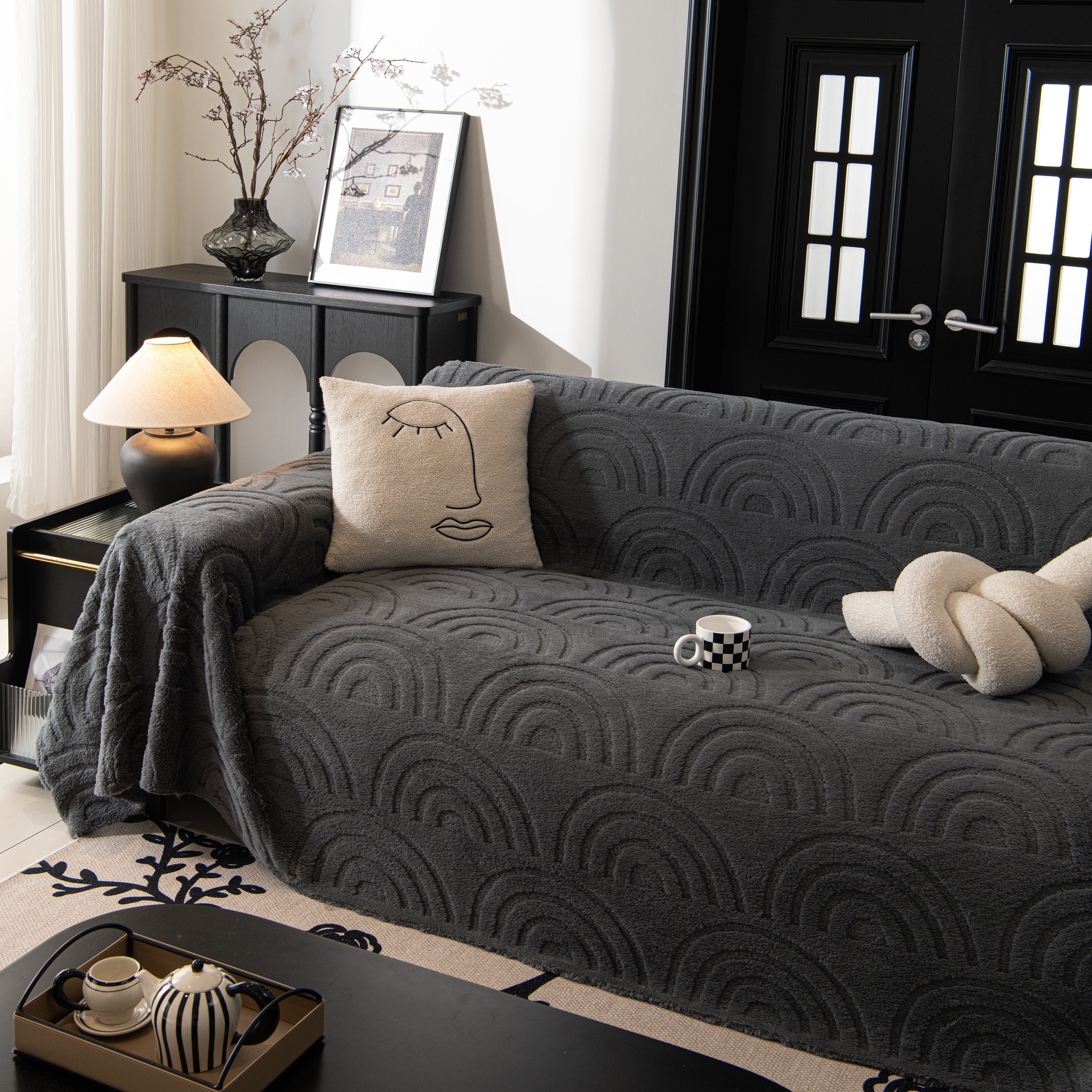 Plush Warm Decor Couch Cover Soft Jacquard Fleece Throw Blankets For Bed Couch Sofa Chair