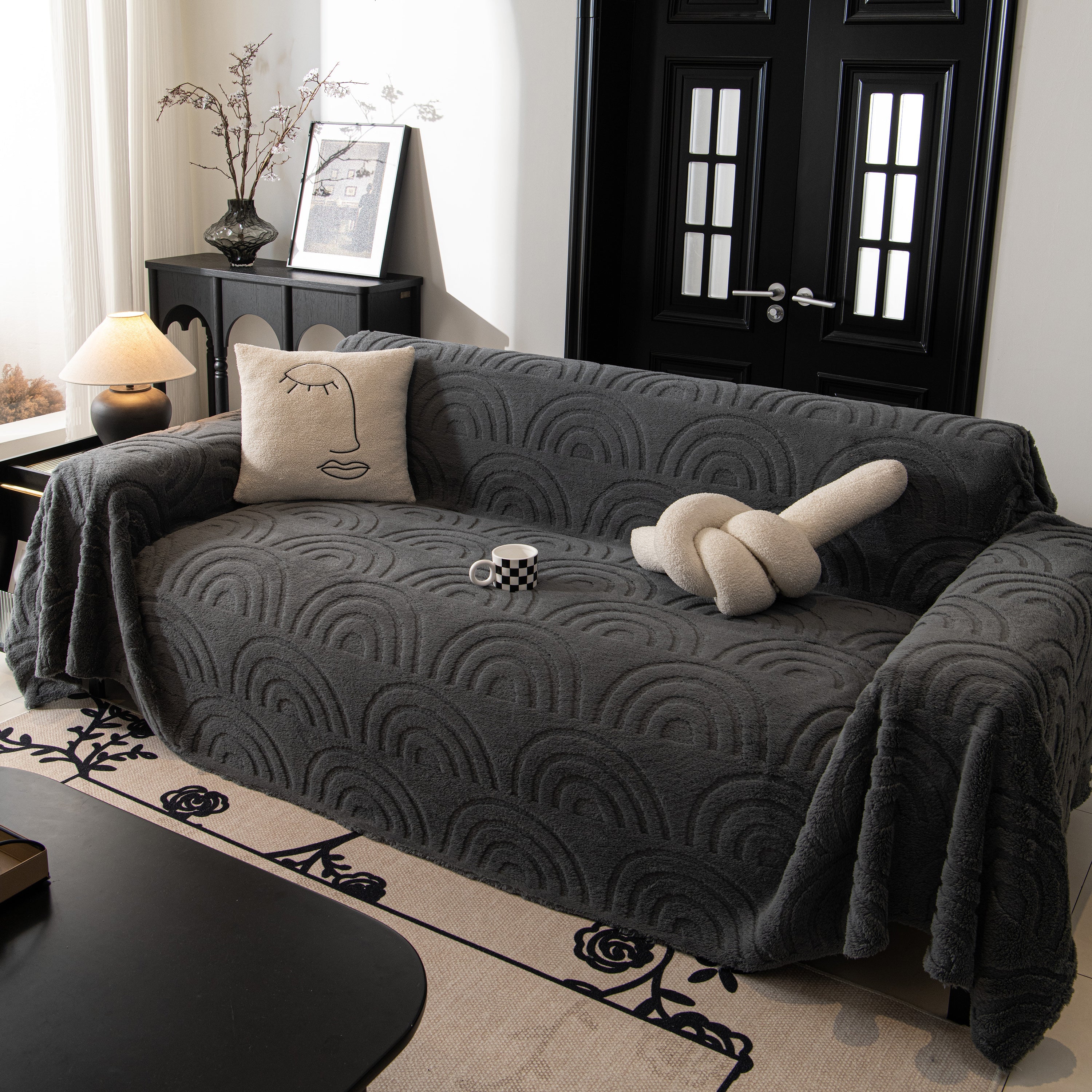 Plush Warm Decor Couch Cover Soft Jacquard Fleece Throw Blankets For Bed Couch Sofa Chair
