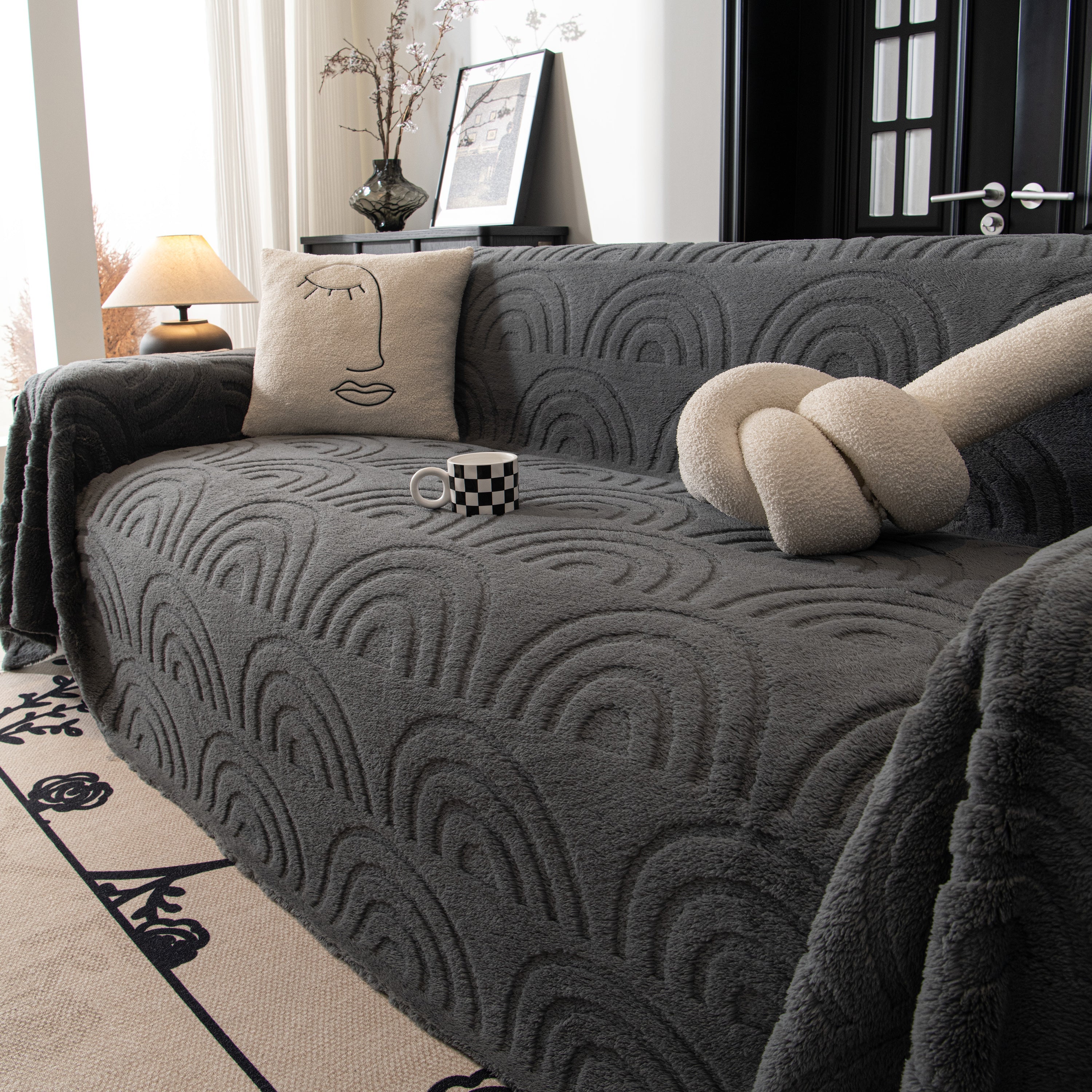 Plush Warm Decor Couch Cover Soft Jacquard Fleece Throw Blankets For Bed Couch Sofa Chair