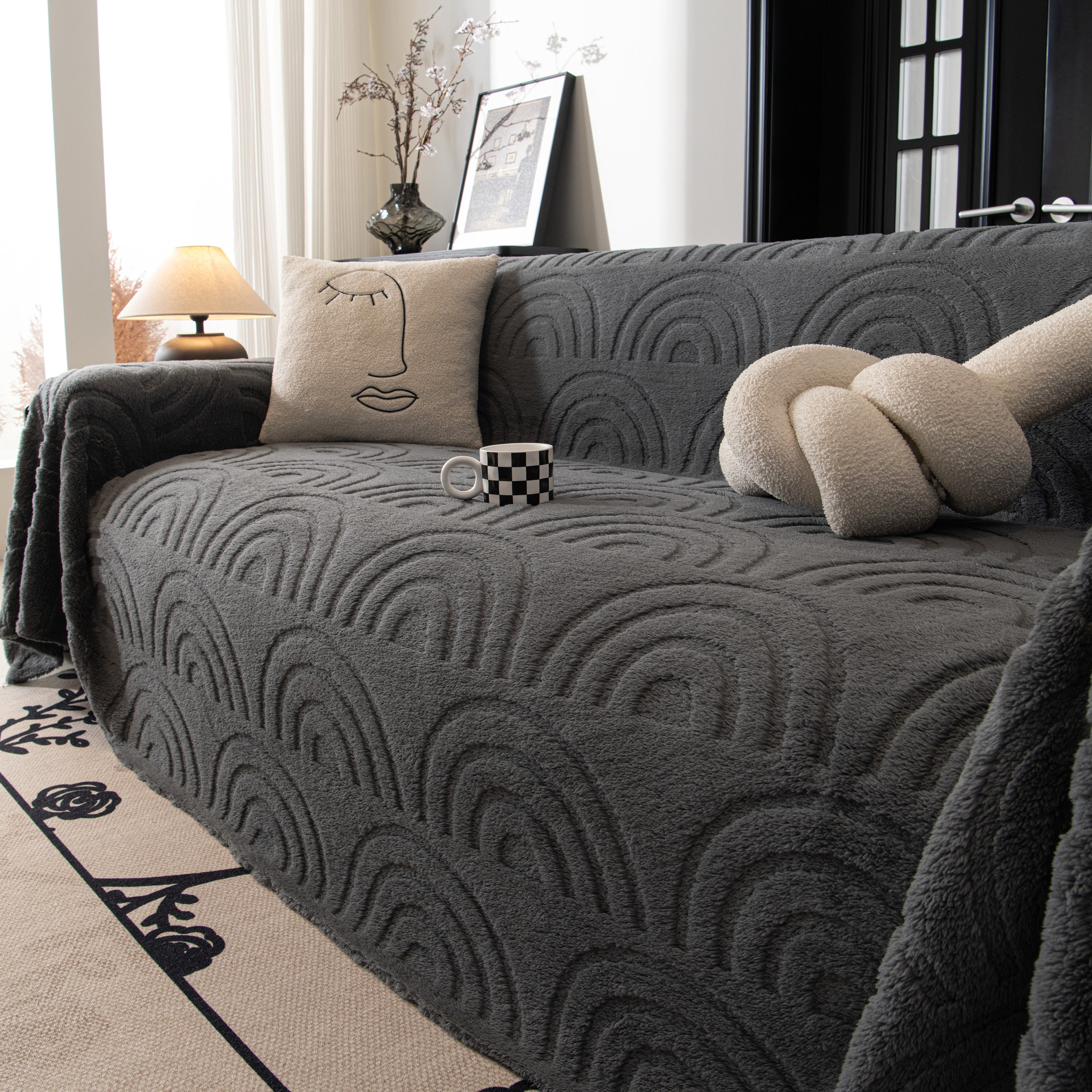 Plush Warm Decor Couch Cover Soft Jacquard Fleece Throw Blankets For Bed Couch Sofa Chair