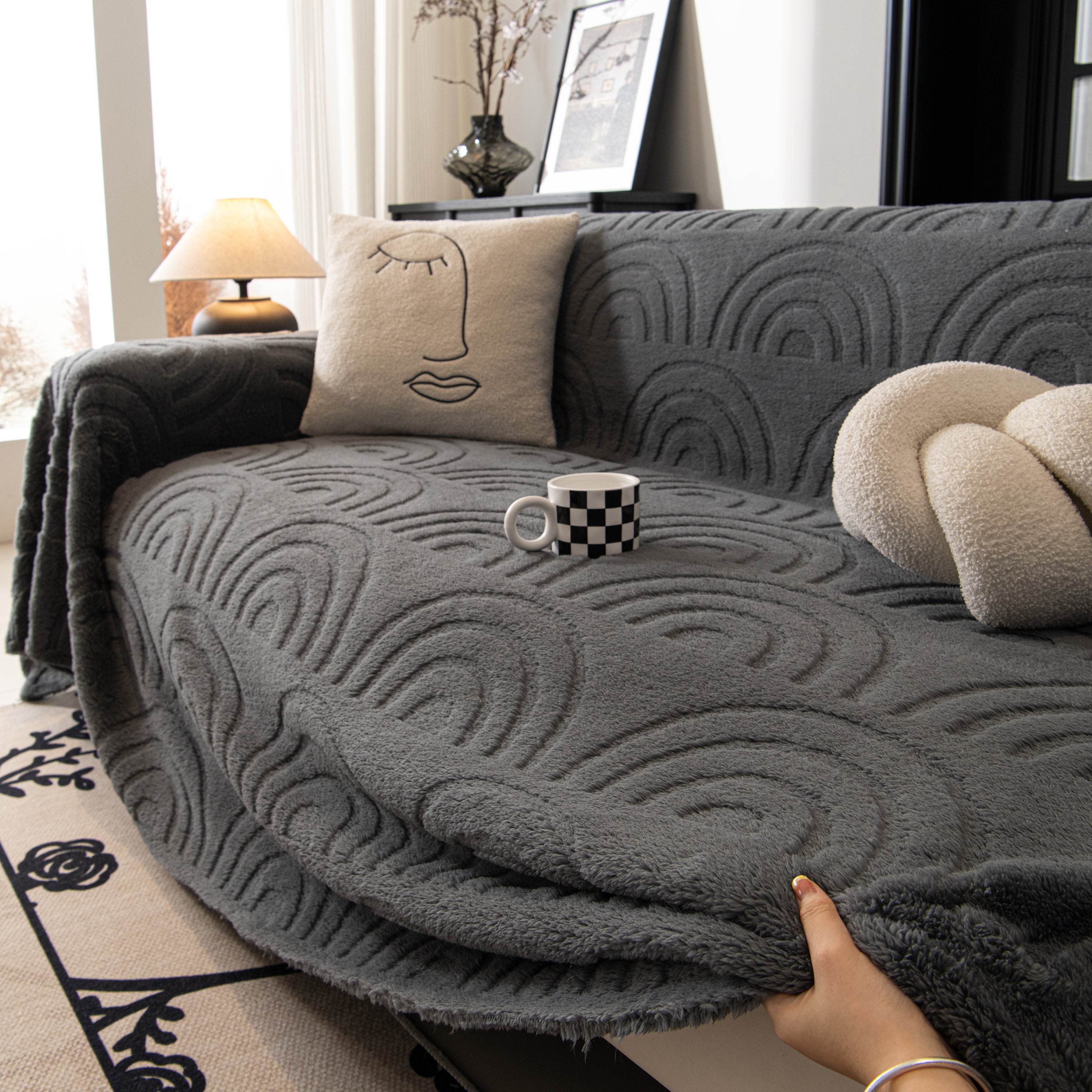Plush Warm Decor Couch Cover Soft Jacquard Fleece Throw Blankets For Bed Couch Sofa Chair