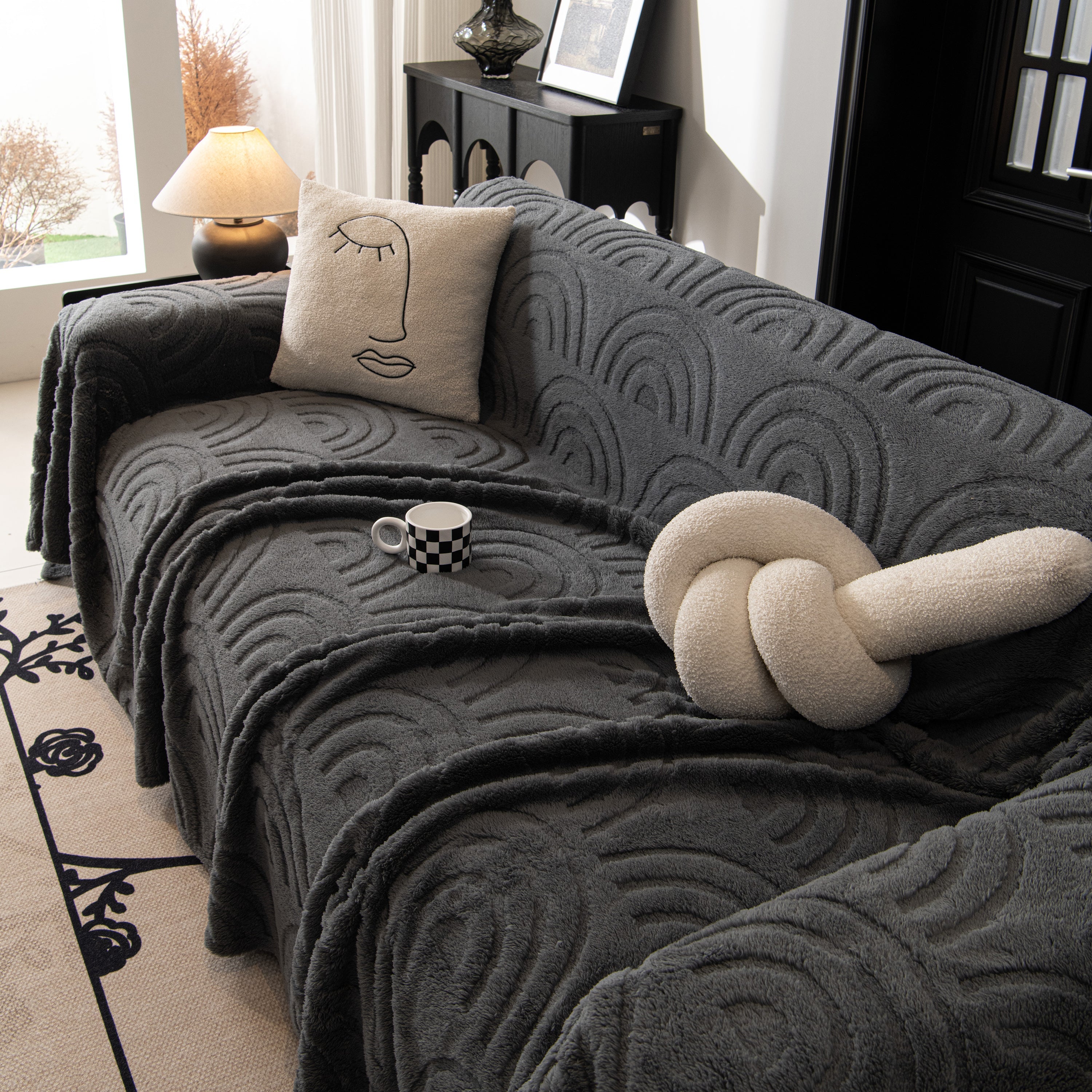 Plush Warm Decor Couch Cover Soft Jacquard Fleece Throw Blankets For Bed Couch Sofa Chair