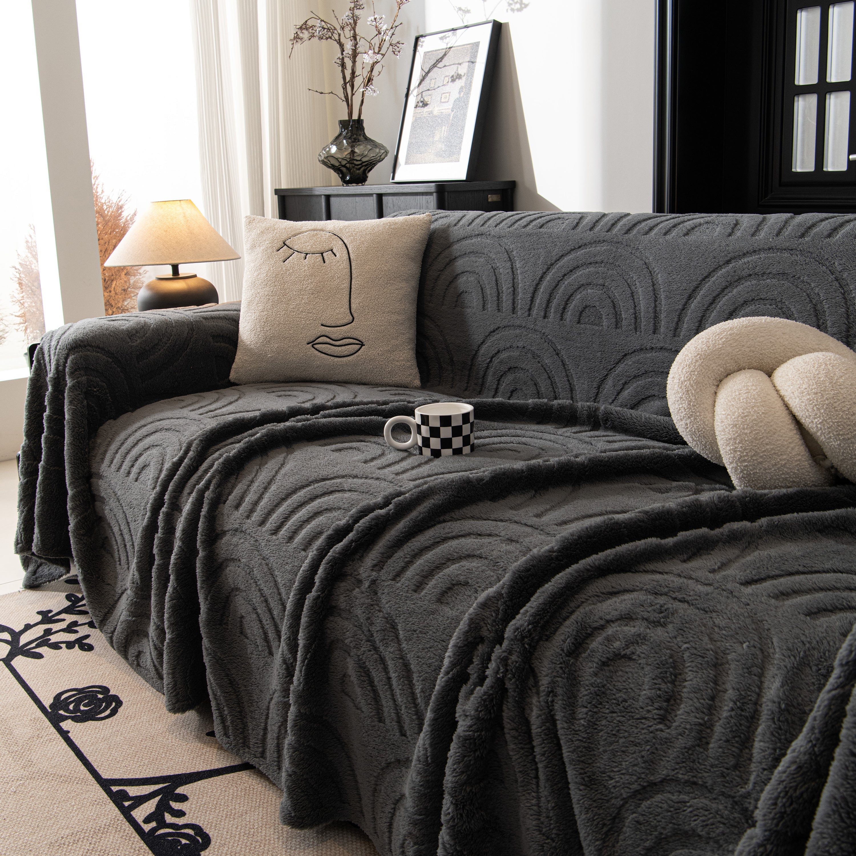 Plush Warm Decor Couch Cover Soft Jacquard Fleece Throw Blankets For Bed Couch Sofa Chair