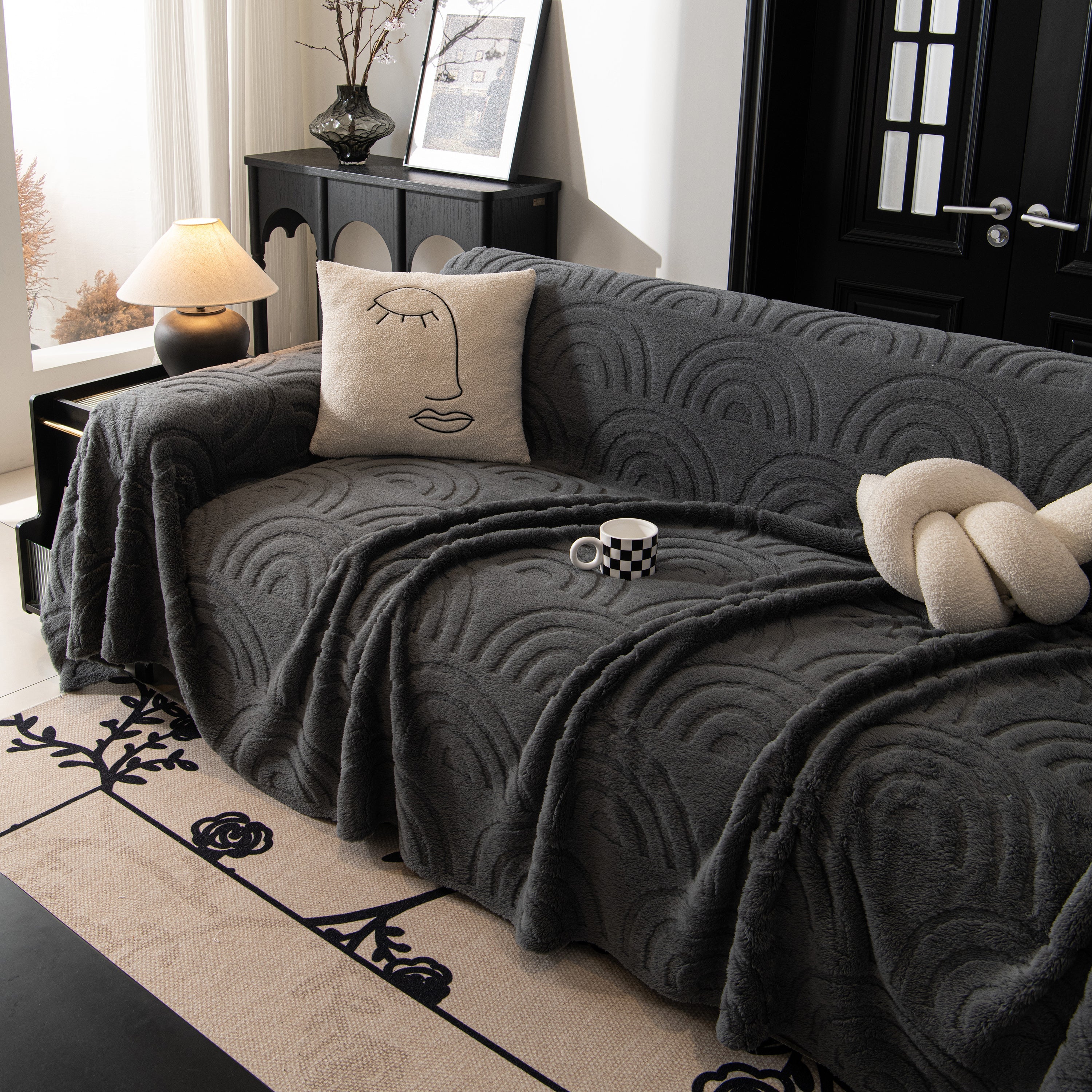 Plush Warm Decor Couch Cover Soft Jacquard Fleece Throw Blankets For Bed Couch Sofa Chair