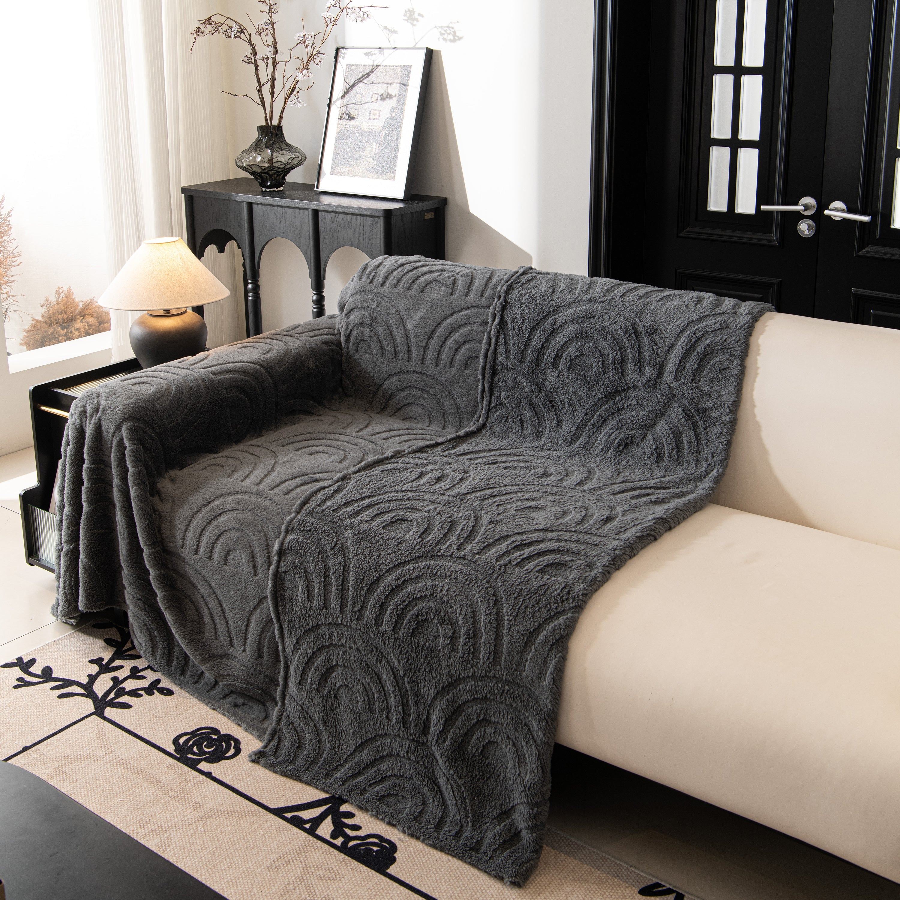Plush Warm Decor Couch Cover Soft Jacquard Fleece Throw Blankets For Bed Couch Sofa Chair