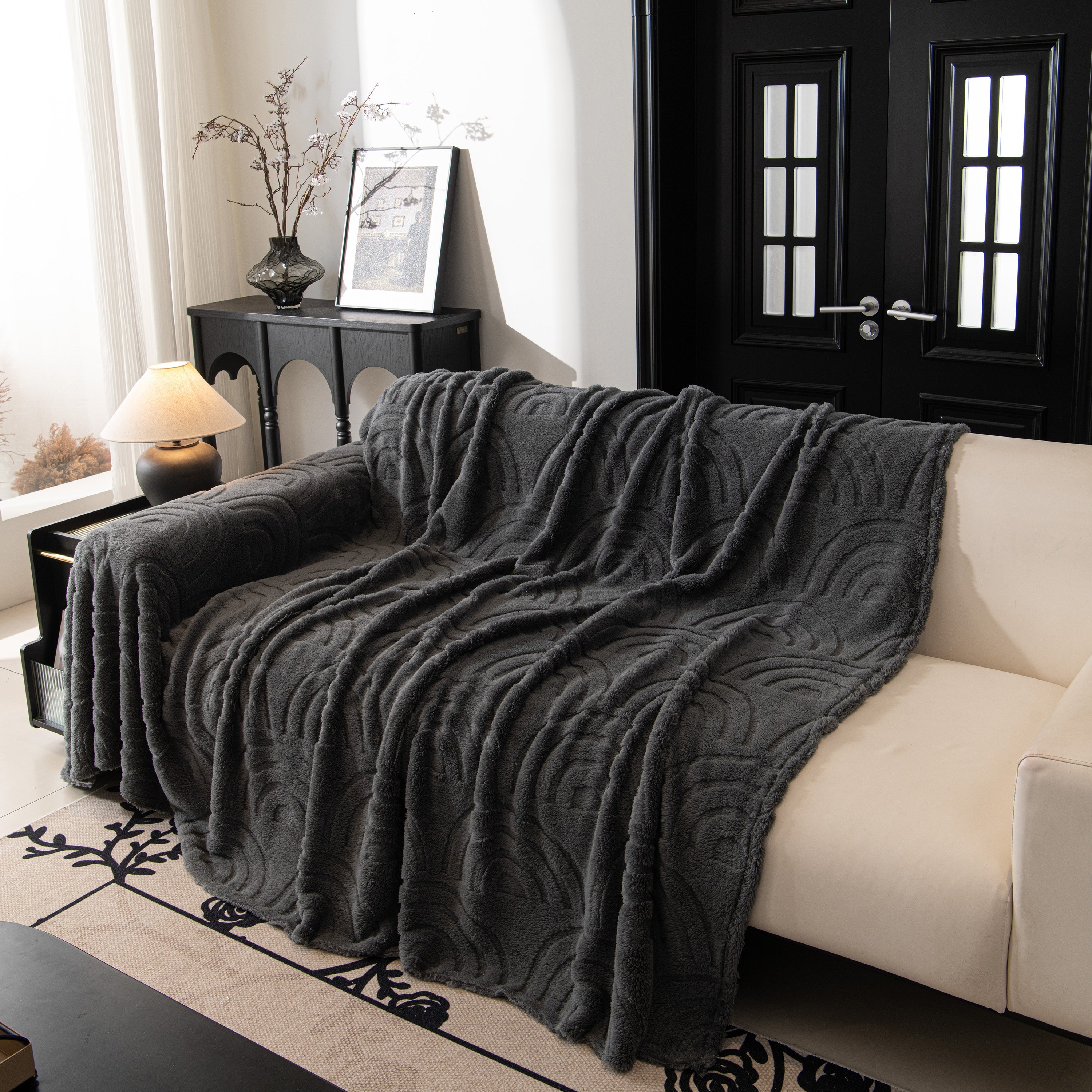 Plush Warm Decor Couch Cover Soft Jacquard Fleece Throw Blankets For Bed Couch Sofa Chair