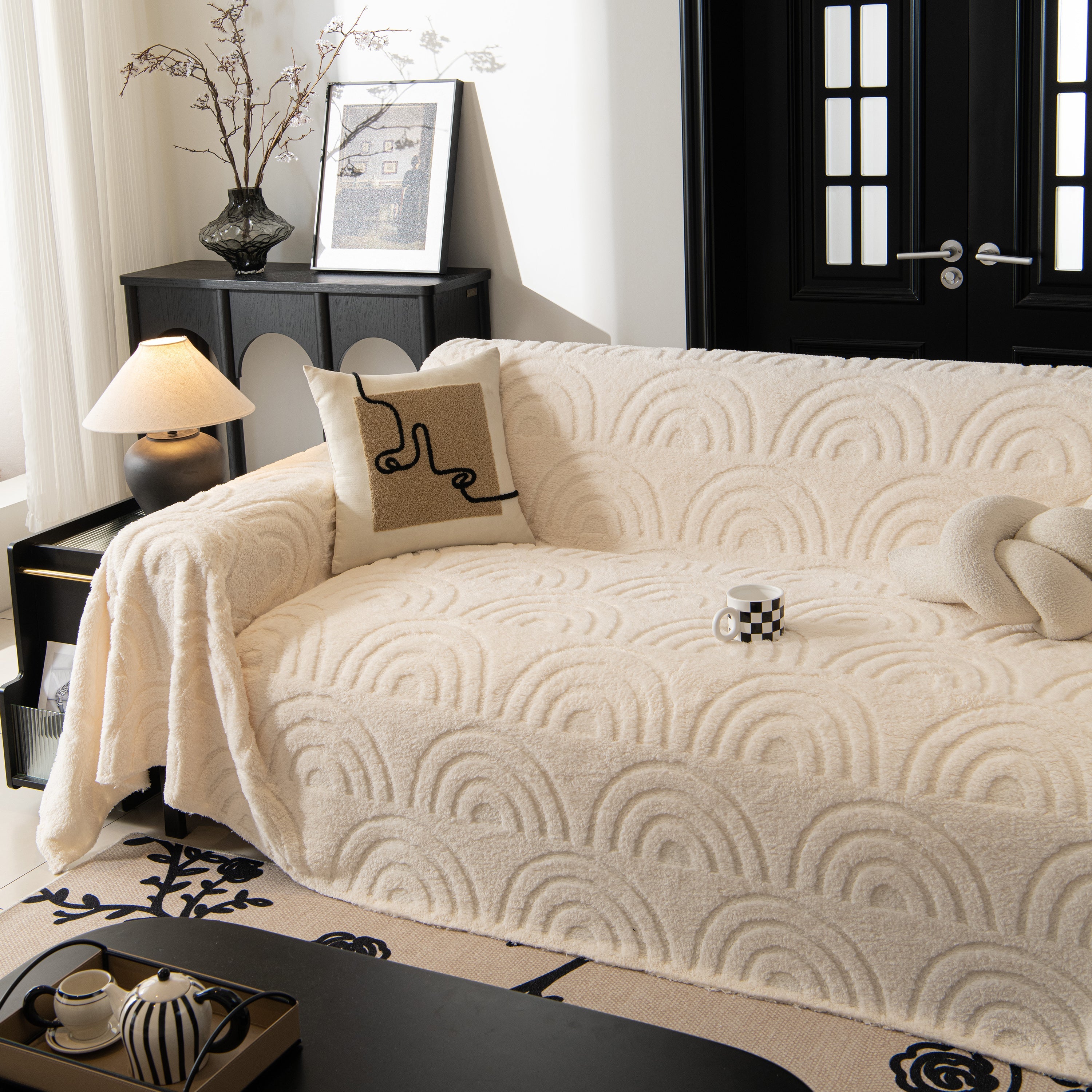 Plush Warm Decor Couch Cover Soft Jacquard Fleece Throw Blankets For Bed Couch Sofa Chair
