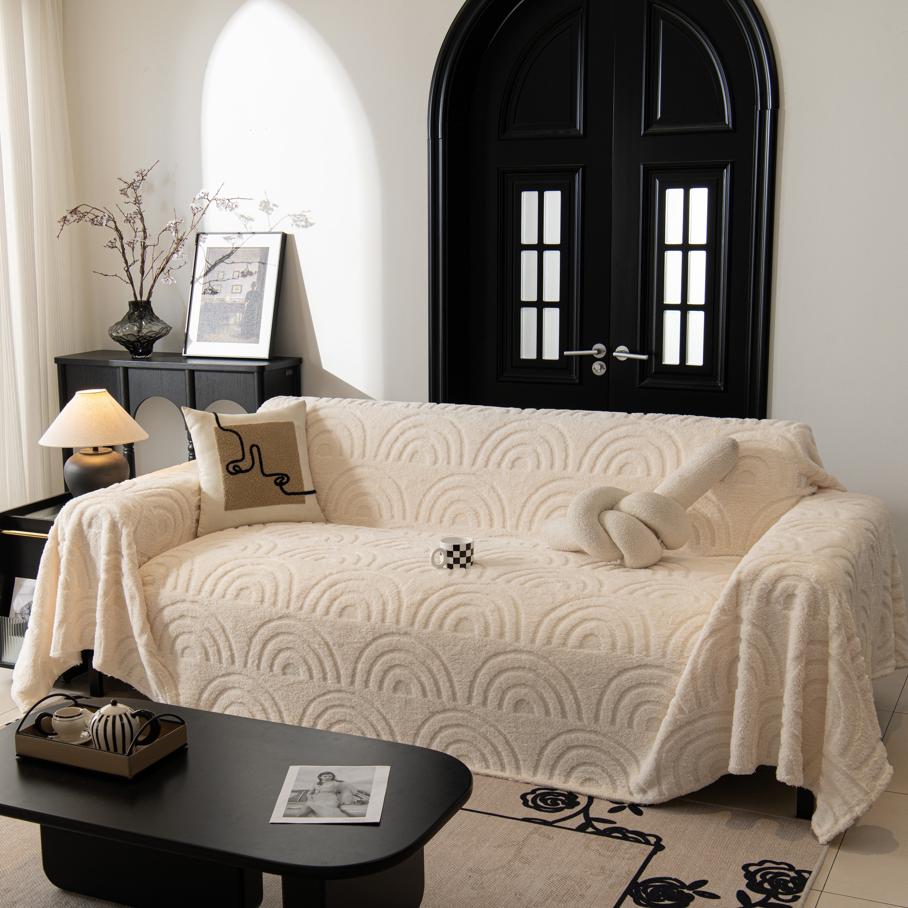 Plush Warm Decor Couch Cover Soft Jacquard Fleece Throw Blankets For Bed Couch Sofa Chair