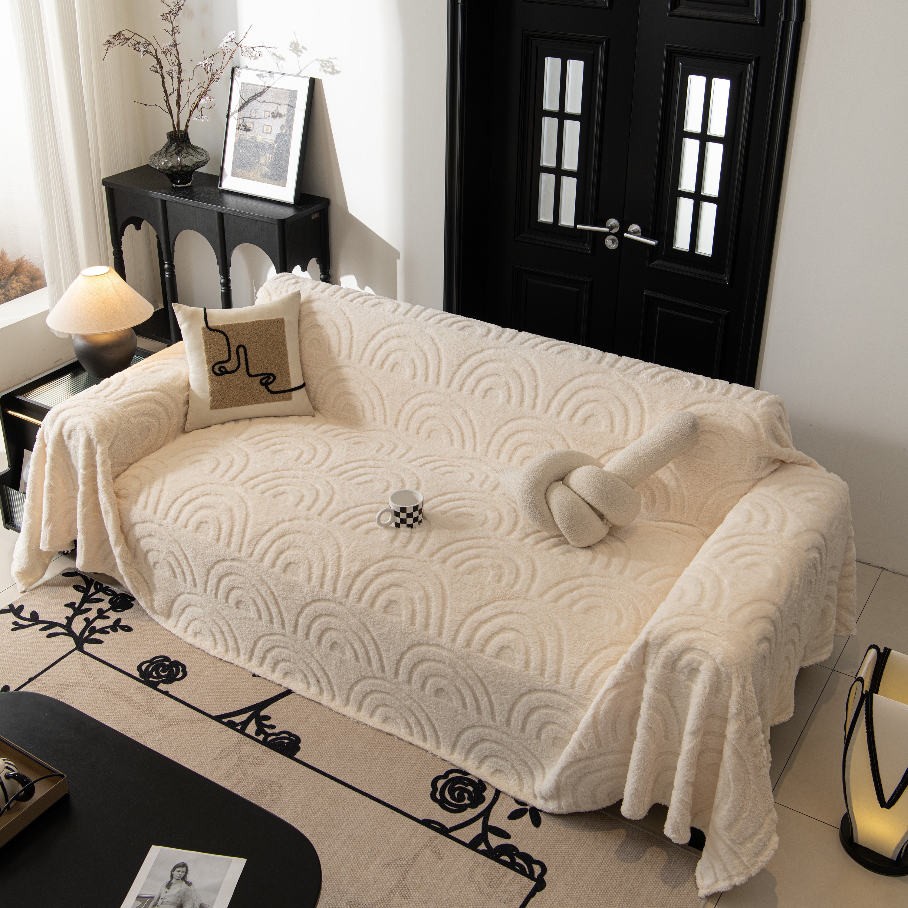 Plush Warm Decor Couch Cover Soft Jacquard Fleece Throw Blankets For Bed Couch Sofa Chair