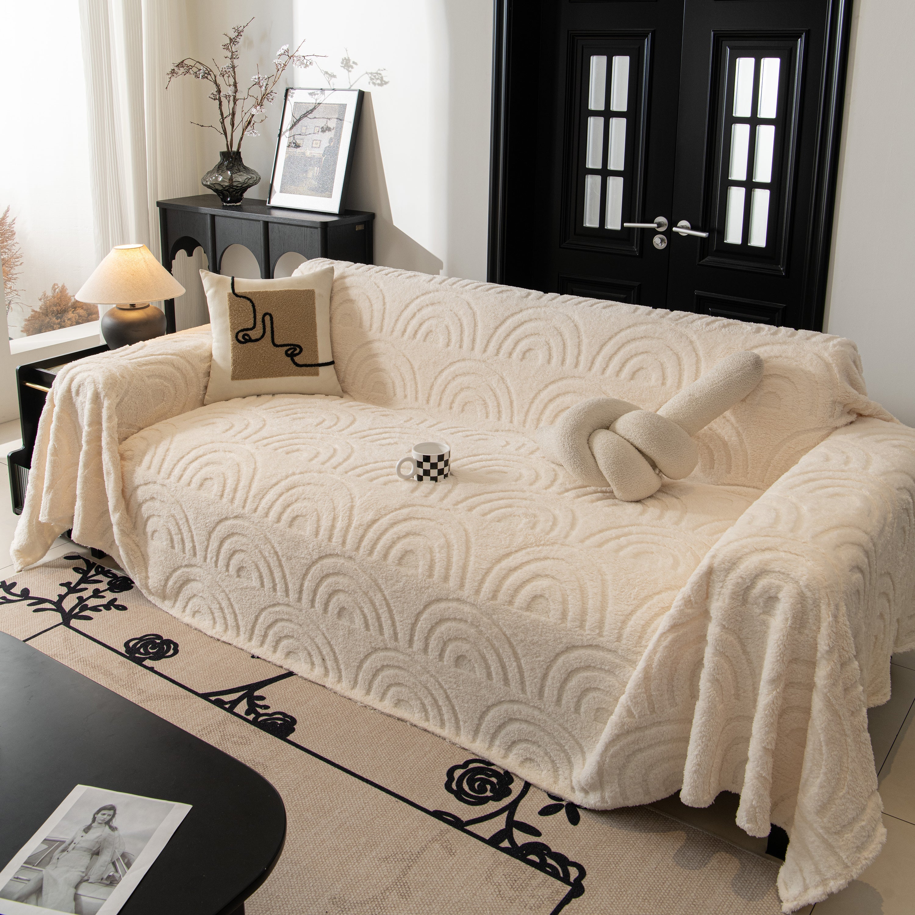Plush Warm Decor Couch Cover Soft Jacquard Fleece Throw Blankets For Bed Couch Sofa Chair