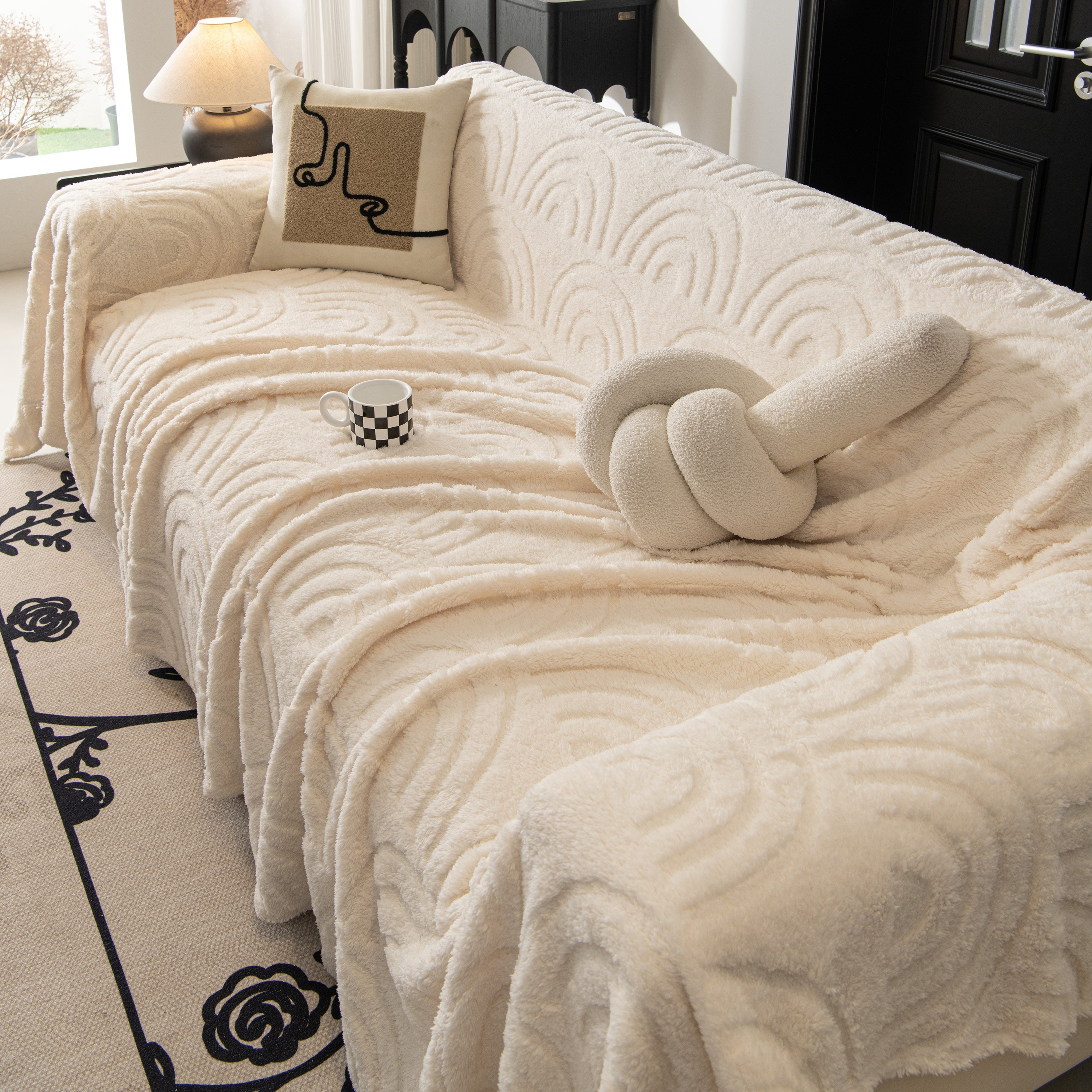 Plush Warm Decor Couch Cover Soft Jacquard Fleece Throw Blankets For Bed Couch Sofa Chair