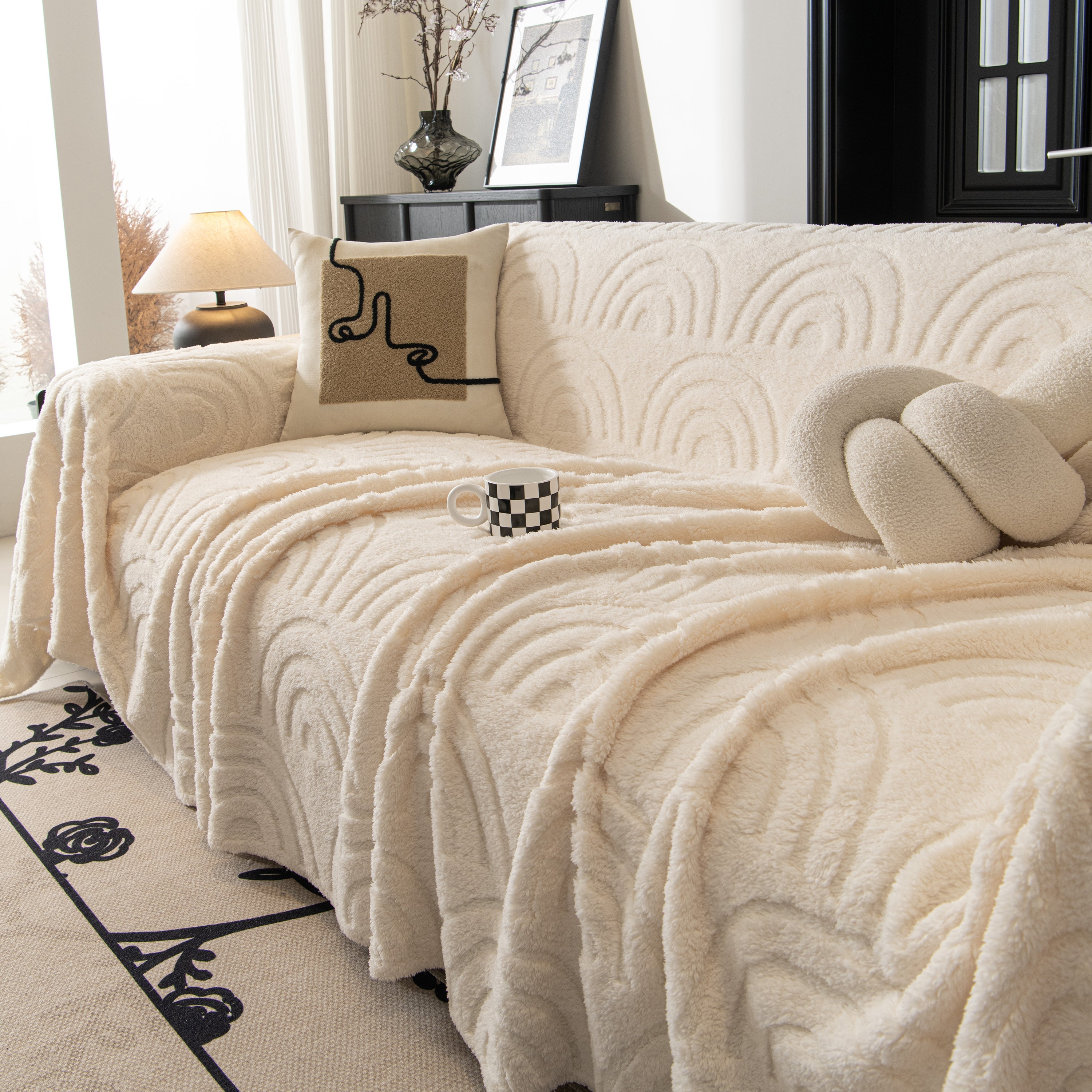 Plush Warm Decor Couch Cover Soft Jacquard Fleece Throw Blankets For Bed Couch Sofa Chair