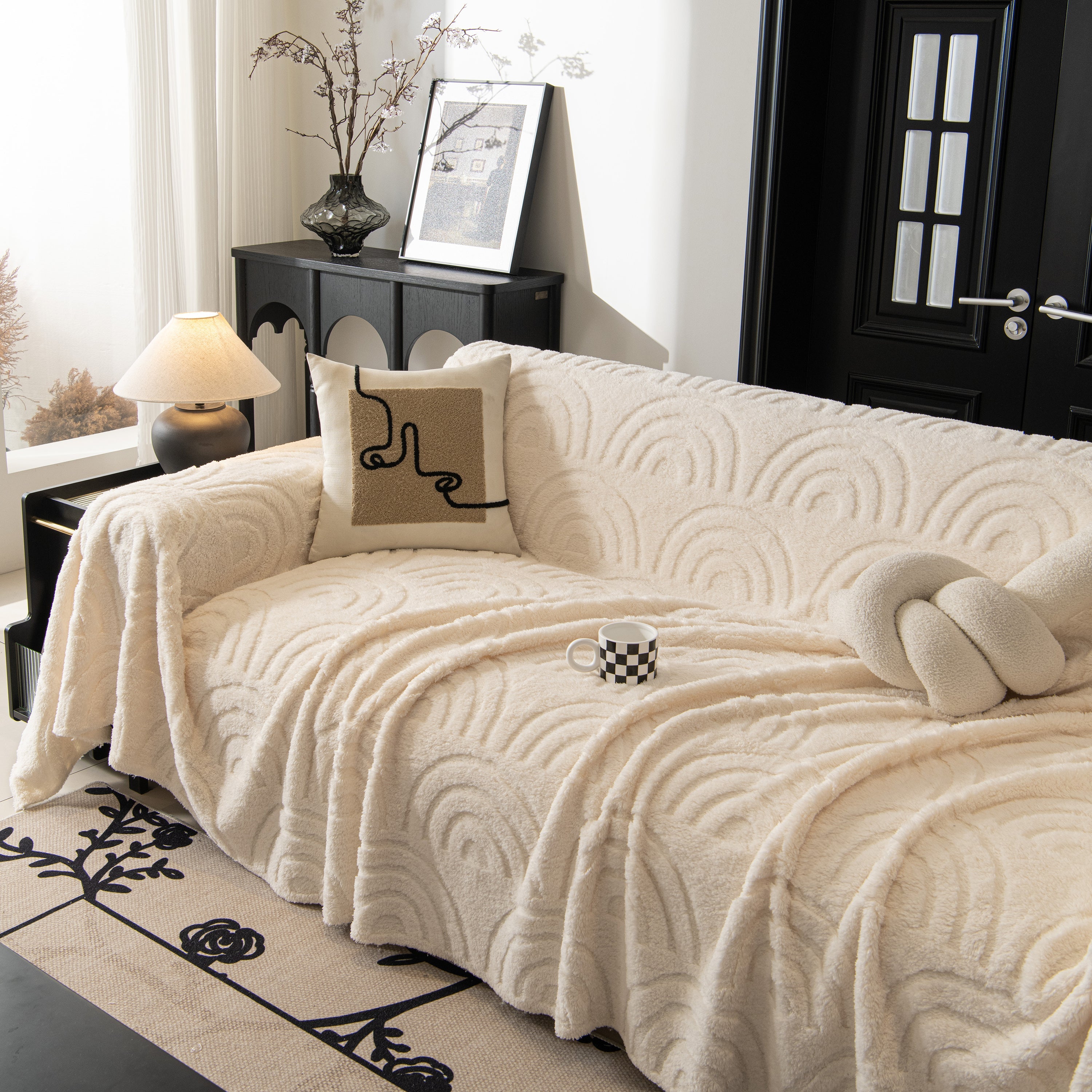 Plush Warm Decor Couch Cover Soft Jacquard Fleece Throw Blankets For Bed Couch Sofa Chair