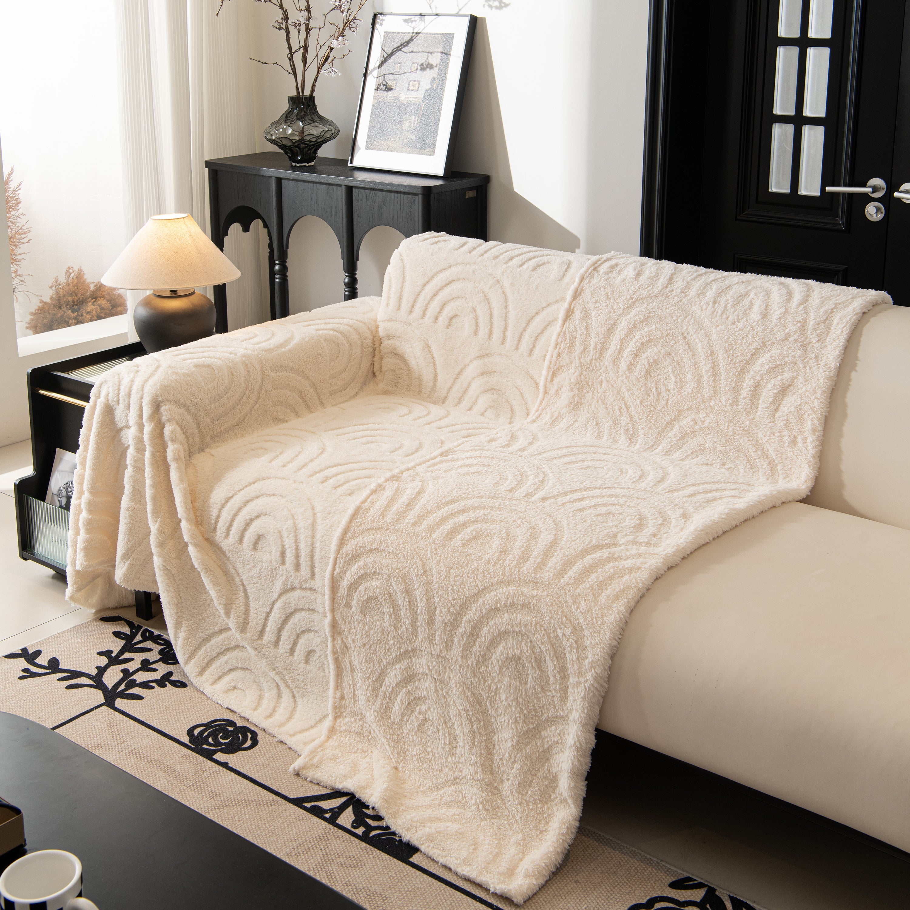 Plush Warm Decor Couch Cover Soft Jacquard Fleece Throw Blankets For Bed Couch Sofa Chair