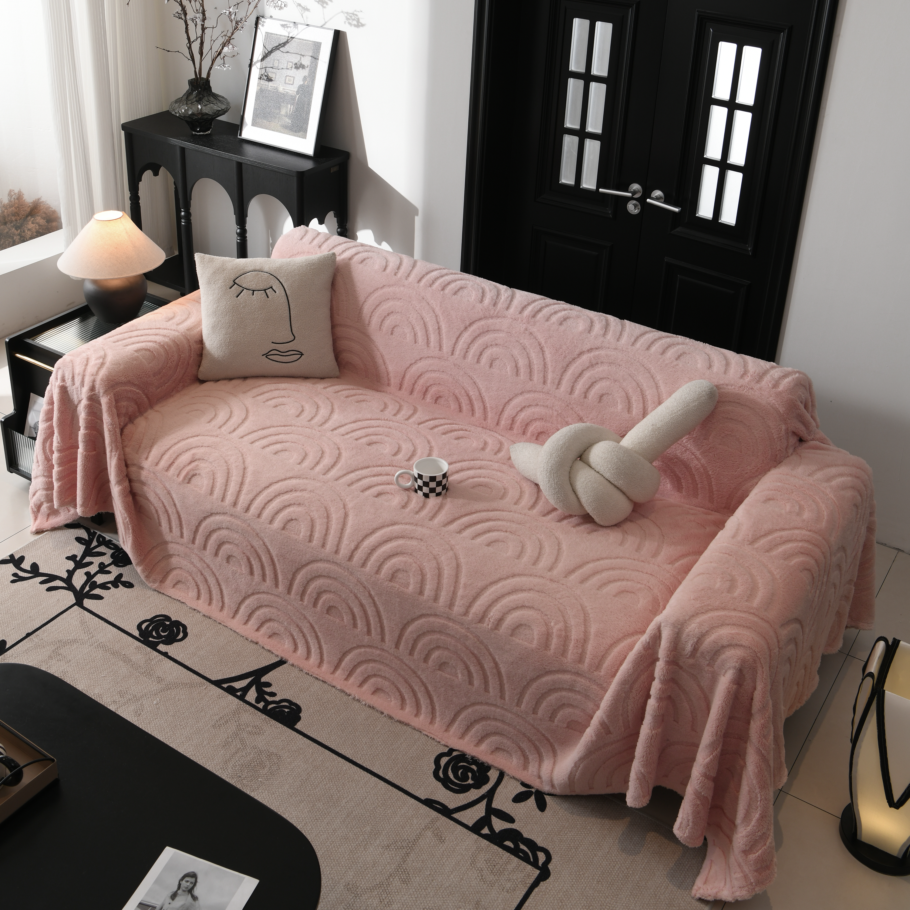 Plush Warm Decor Couch Cover Soft Jacquard Fleece Throw Blankets For Bed Couch Sofa Chair