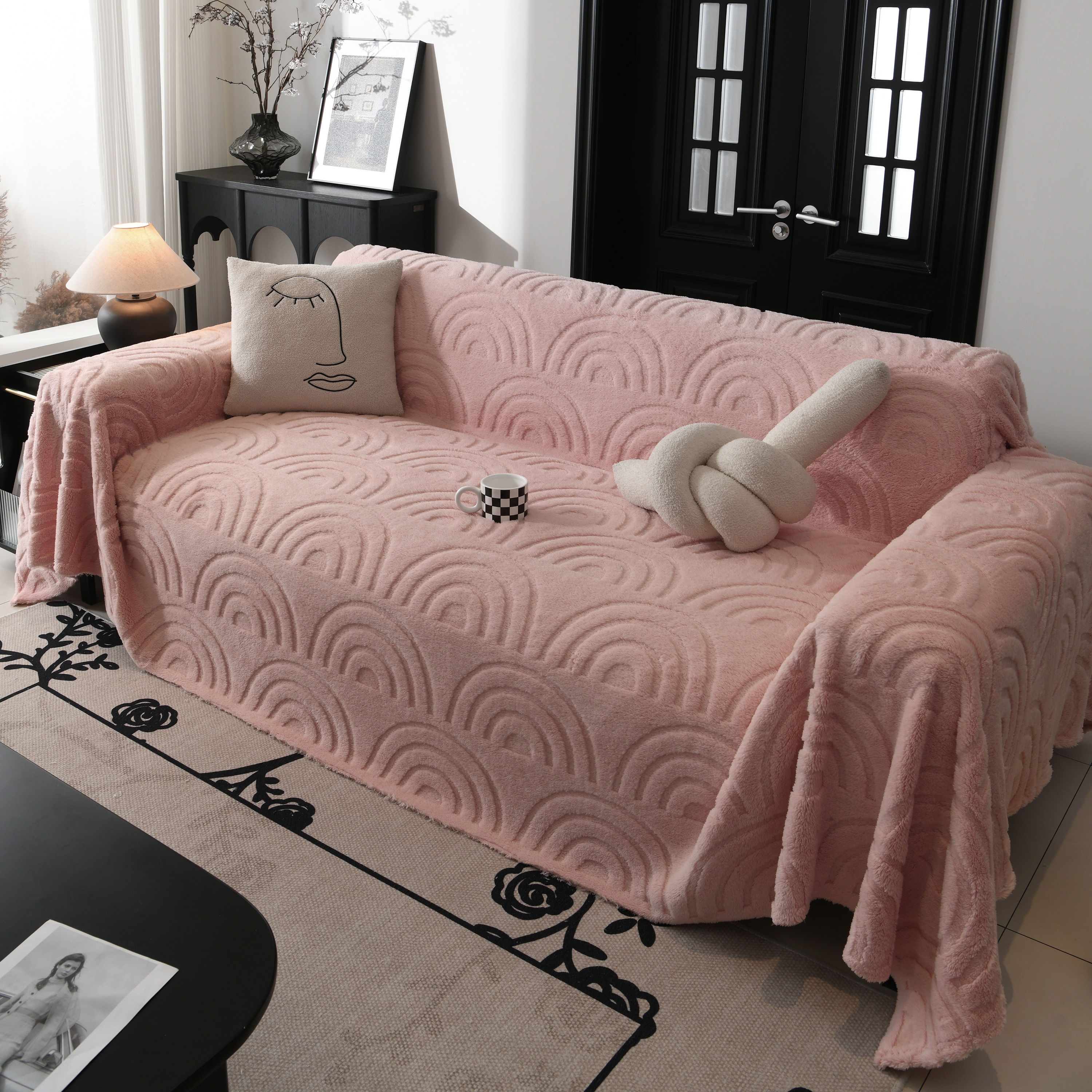 Plush Warm Decor Couch Cover Soft Jacquard Fleece Throw Blankets For Bed Couch Sofa Chair