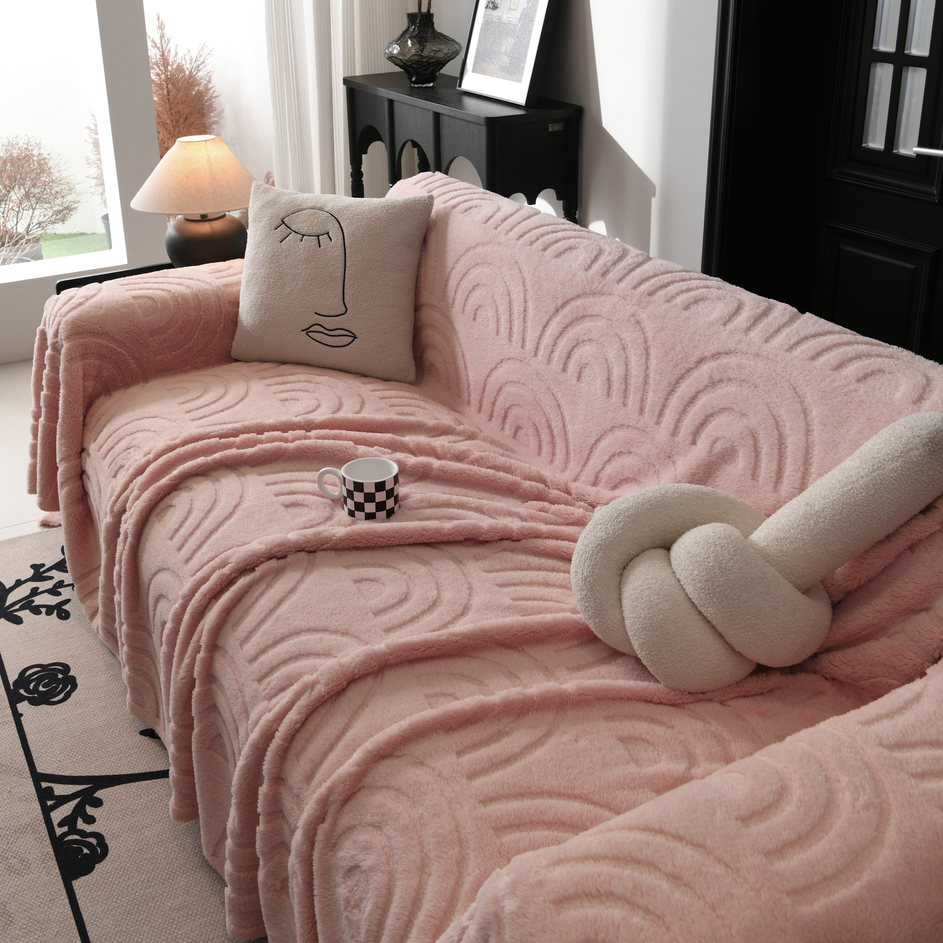 Plush Warm Decor Couch Cover Soft Jacquard Fleece Throw Blankets For Bed Couch Sofa Chair