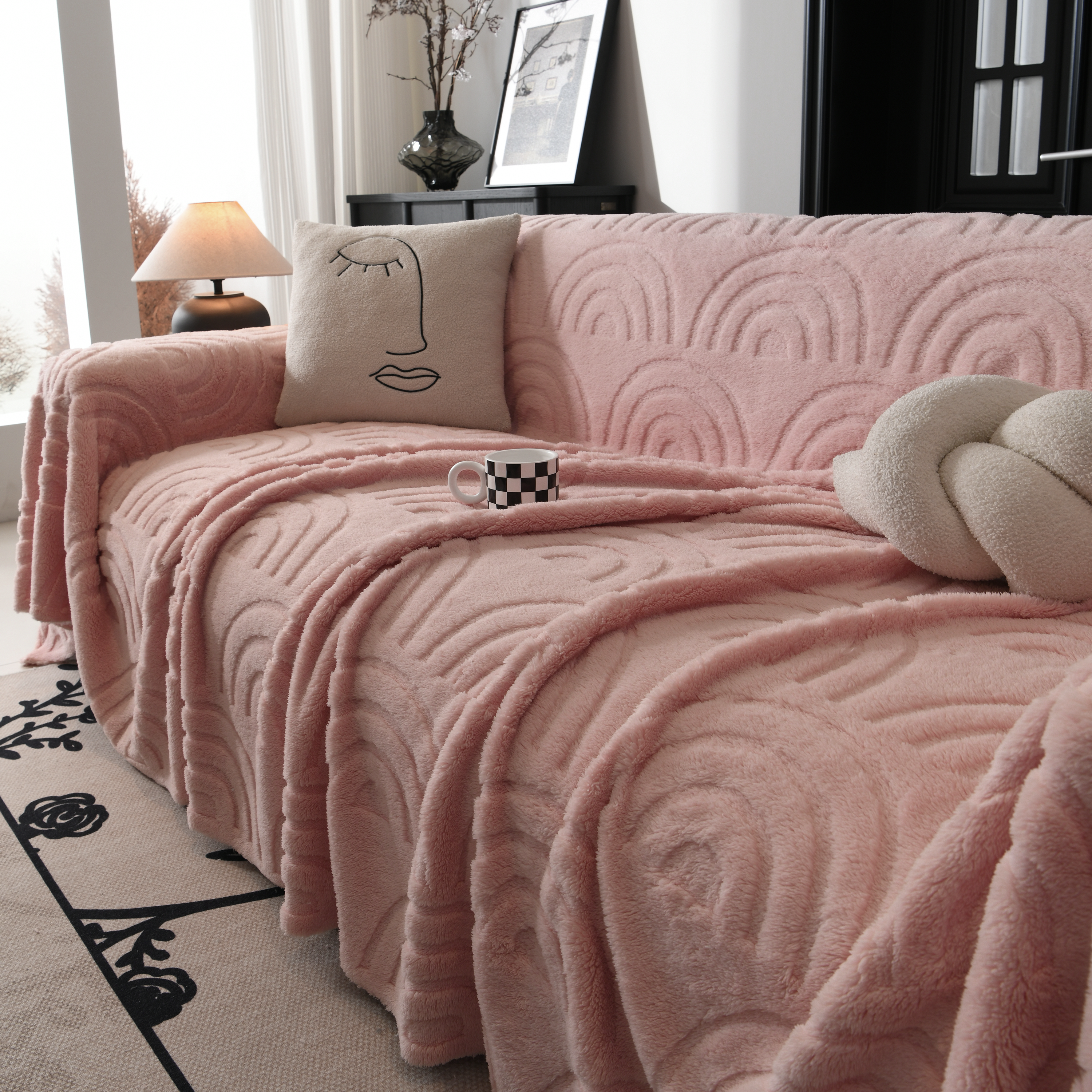 Plush Warm Decor Couch Cover Soft Jacquard Fleece Throw Blankets For Bed Couch Sofa Chair