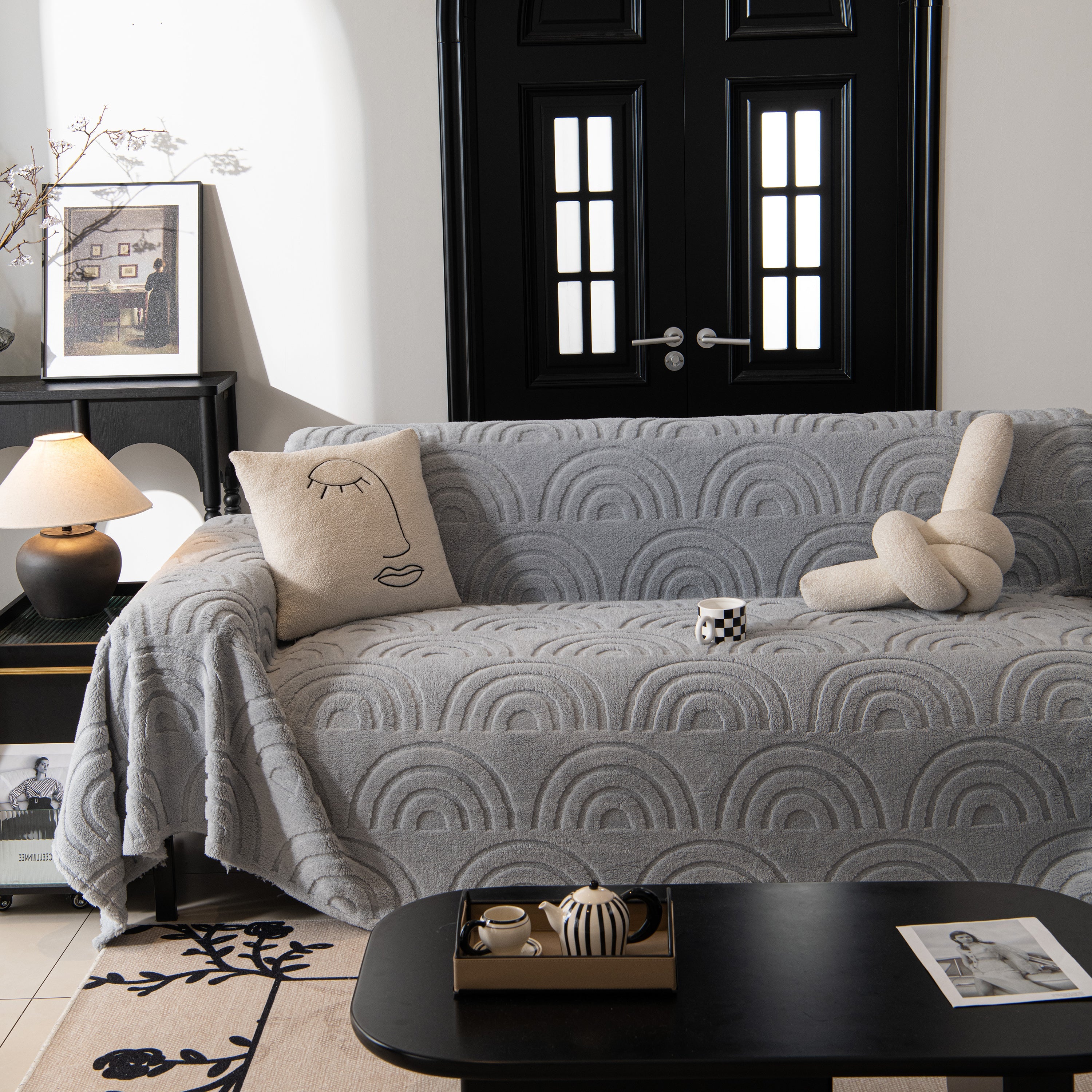Plush Warm Decor Couch Cover Soft Jacquard Fleece Throw Blankets For Bed Couch Sofa Chair