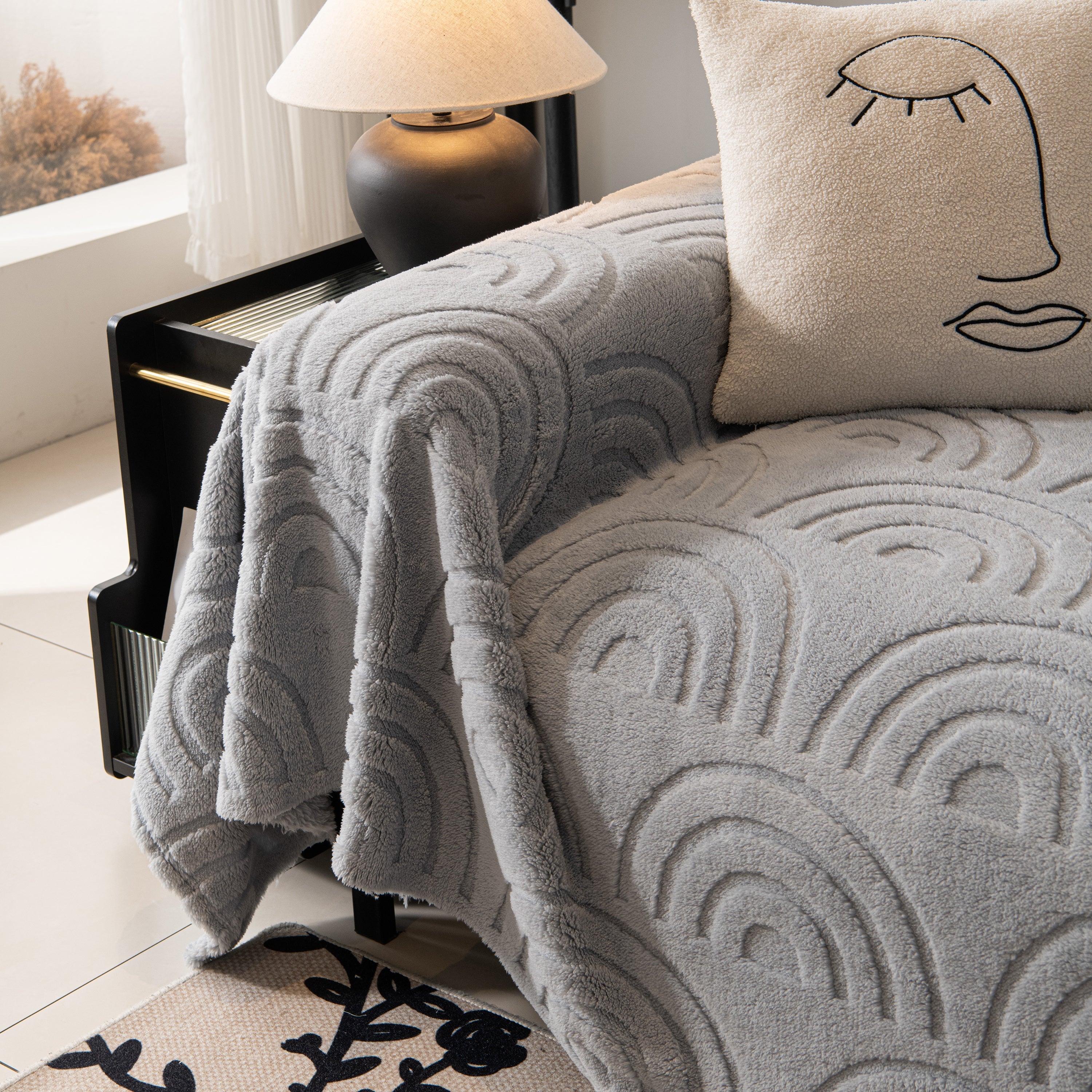 Plush Warm Decor Couch Cover Soft Jacquard Fleece Throw Blankets For Bed Couch Sofa Chair
