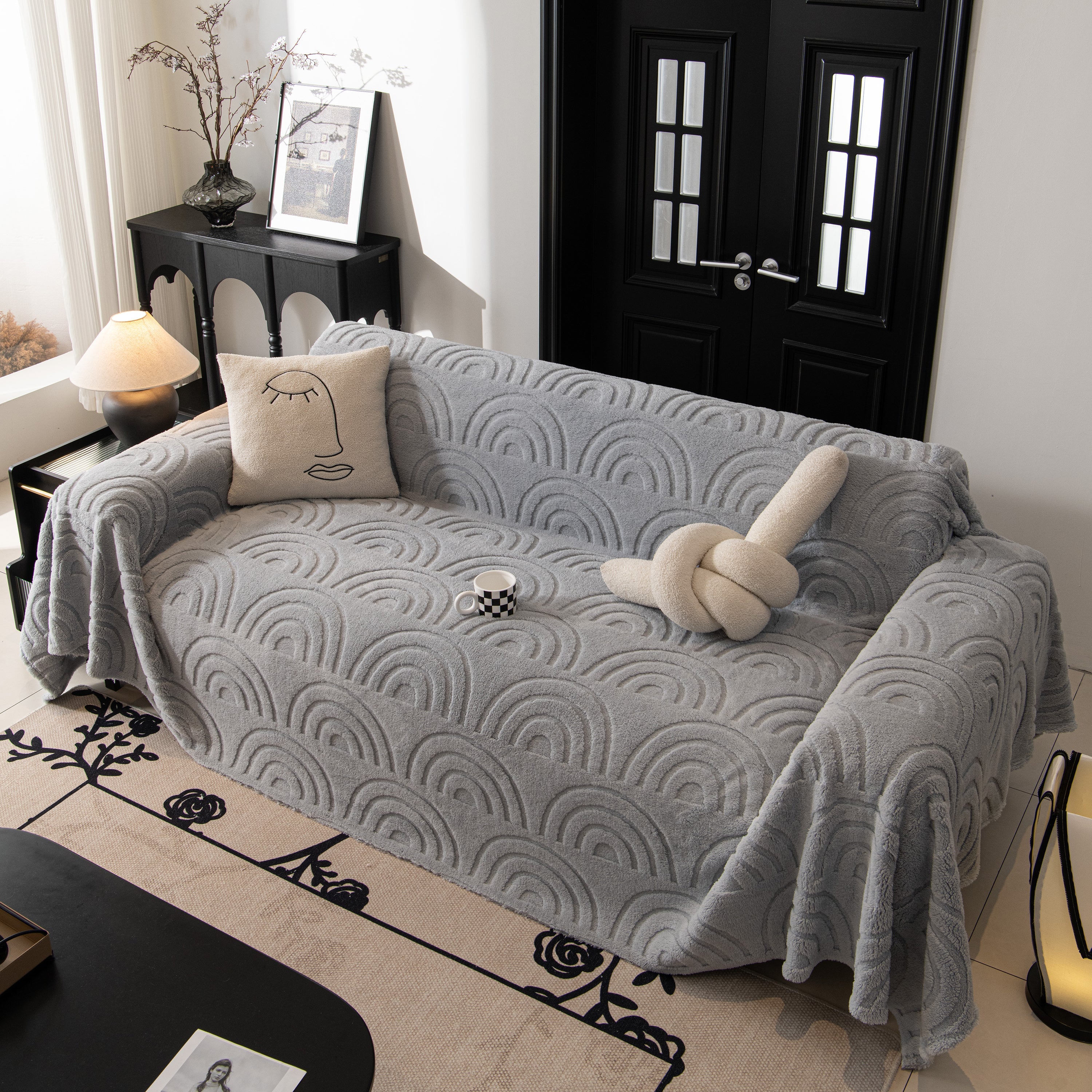 Plush Warm Decor Couch Cover Soft Jacquard Fleece Throw Blankets For Bed Couch Sofa Chair
