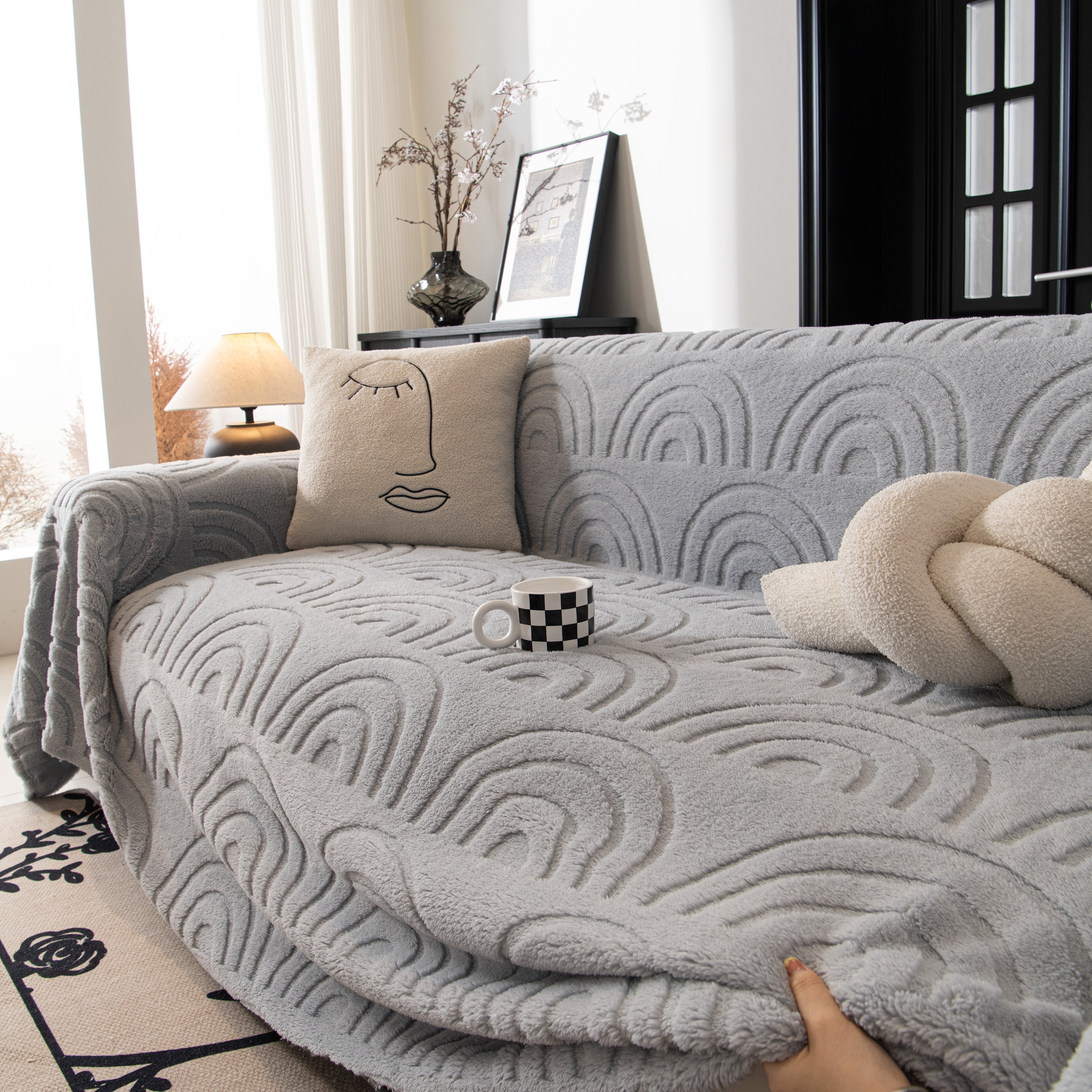 Plush Warm Decor Couch Cover Soft Jacquard Fleece Throw Blankets For Bed Couch Sofa Chair