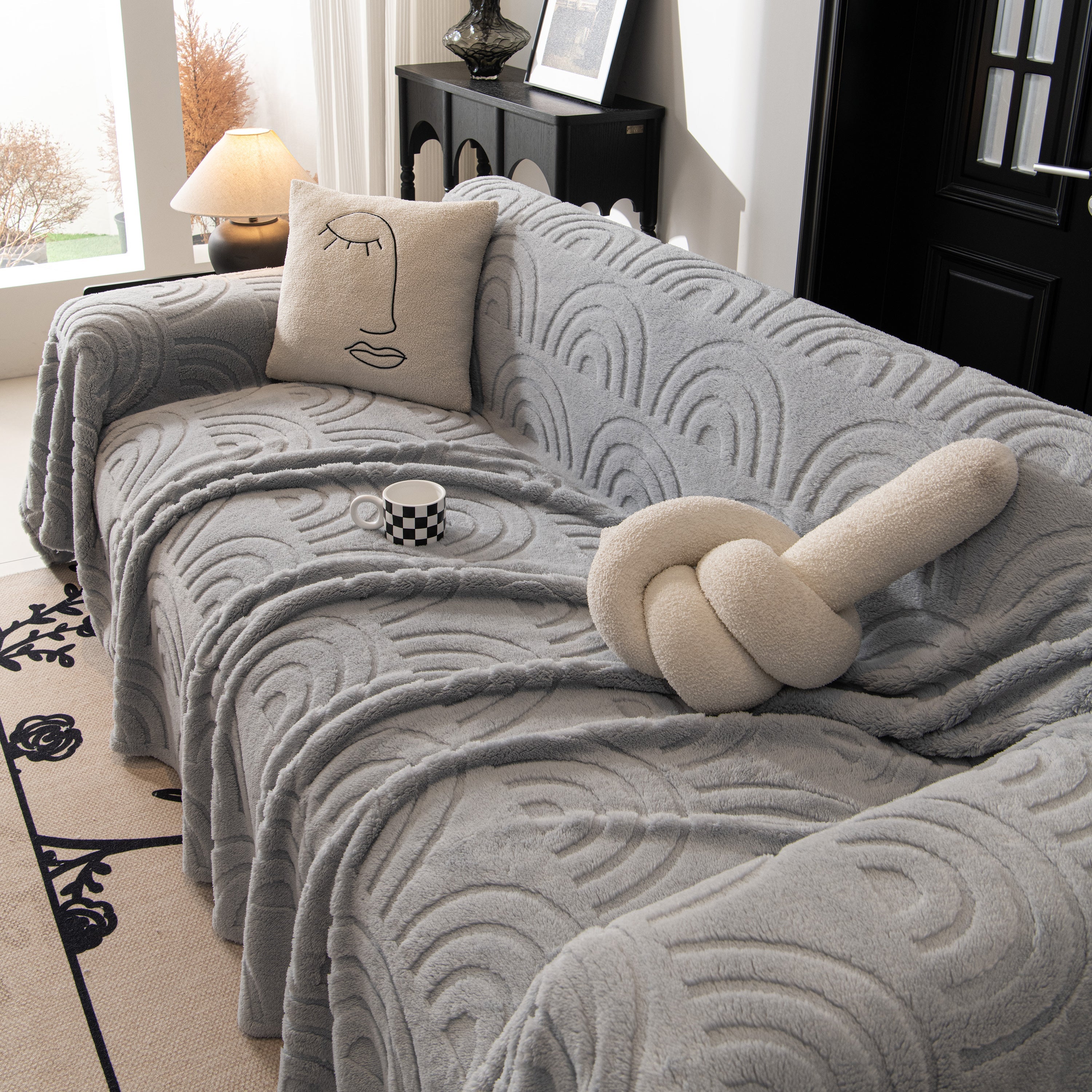 Plush Warm Decor Couch Cover Soft Jacquard Fleece Throw Blankets For Bed Couch Sofa Chair