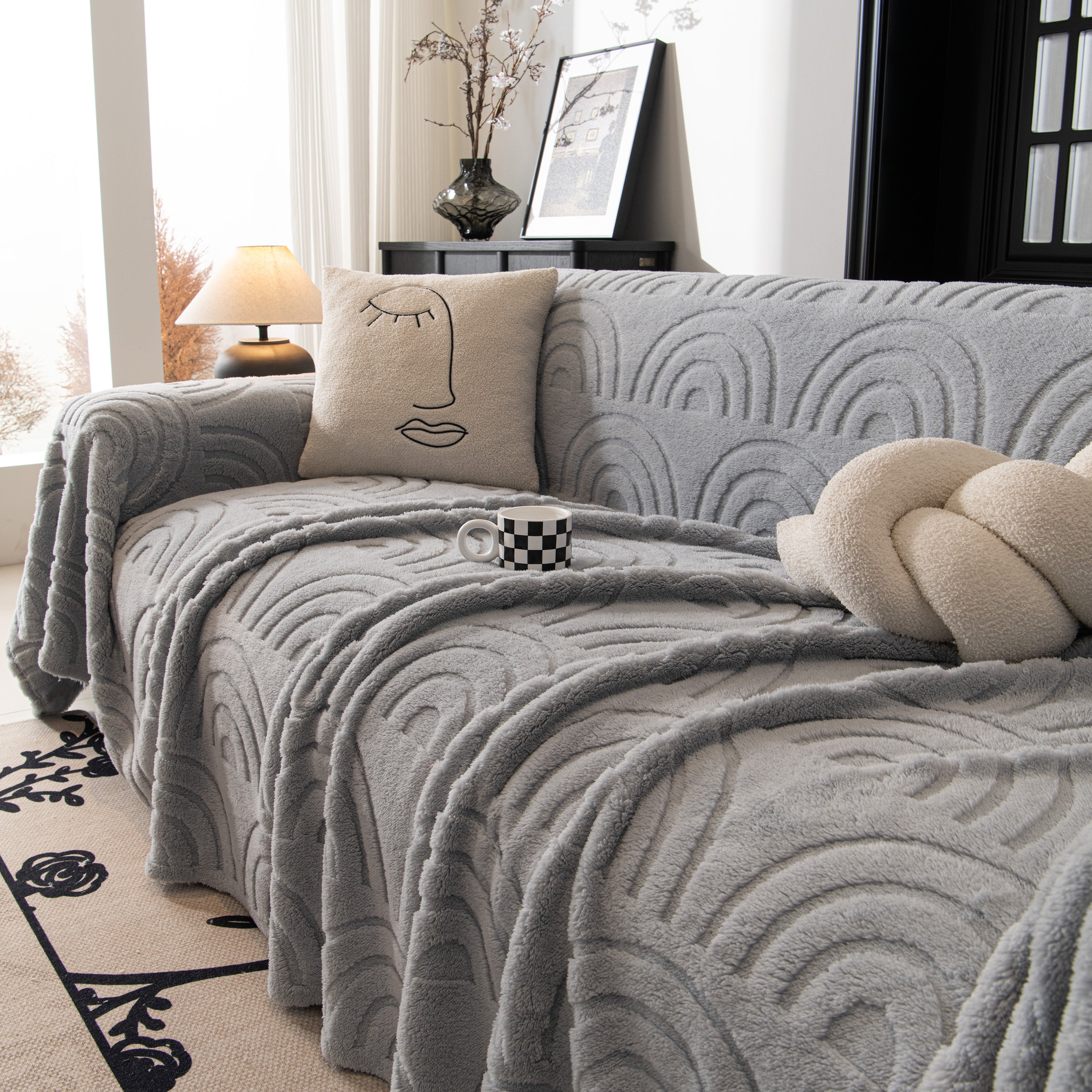 Plush Warm Decor Couch Cover Soft Jacquard Fleece Throw Blankets For Bed Couch Sofa Chair