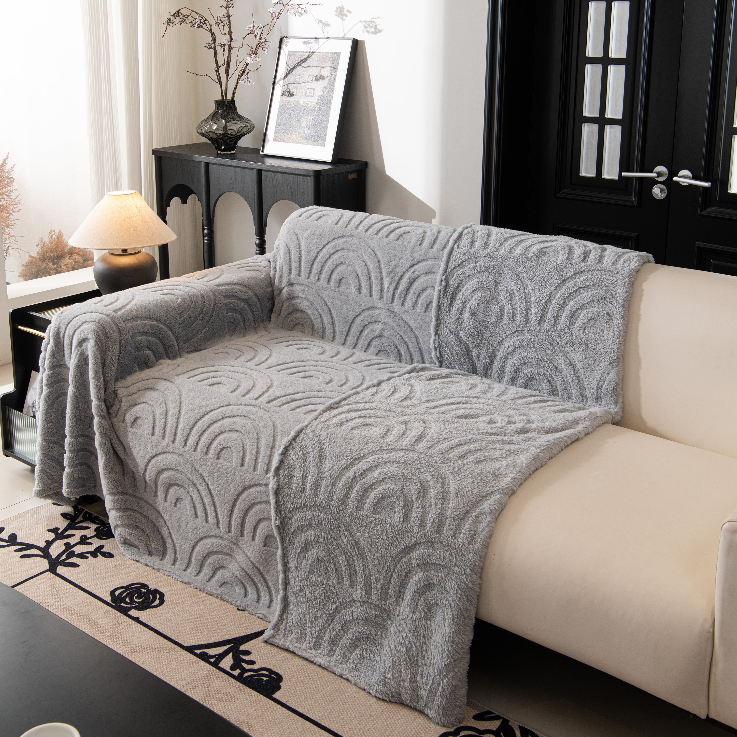 Plush Warm Decor Couch Cover Soft Jacquard Fleece Throw Blankets For Bed Couch Sofa Chair