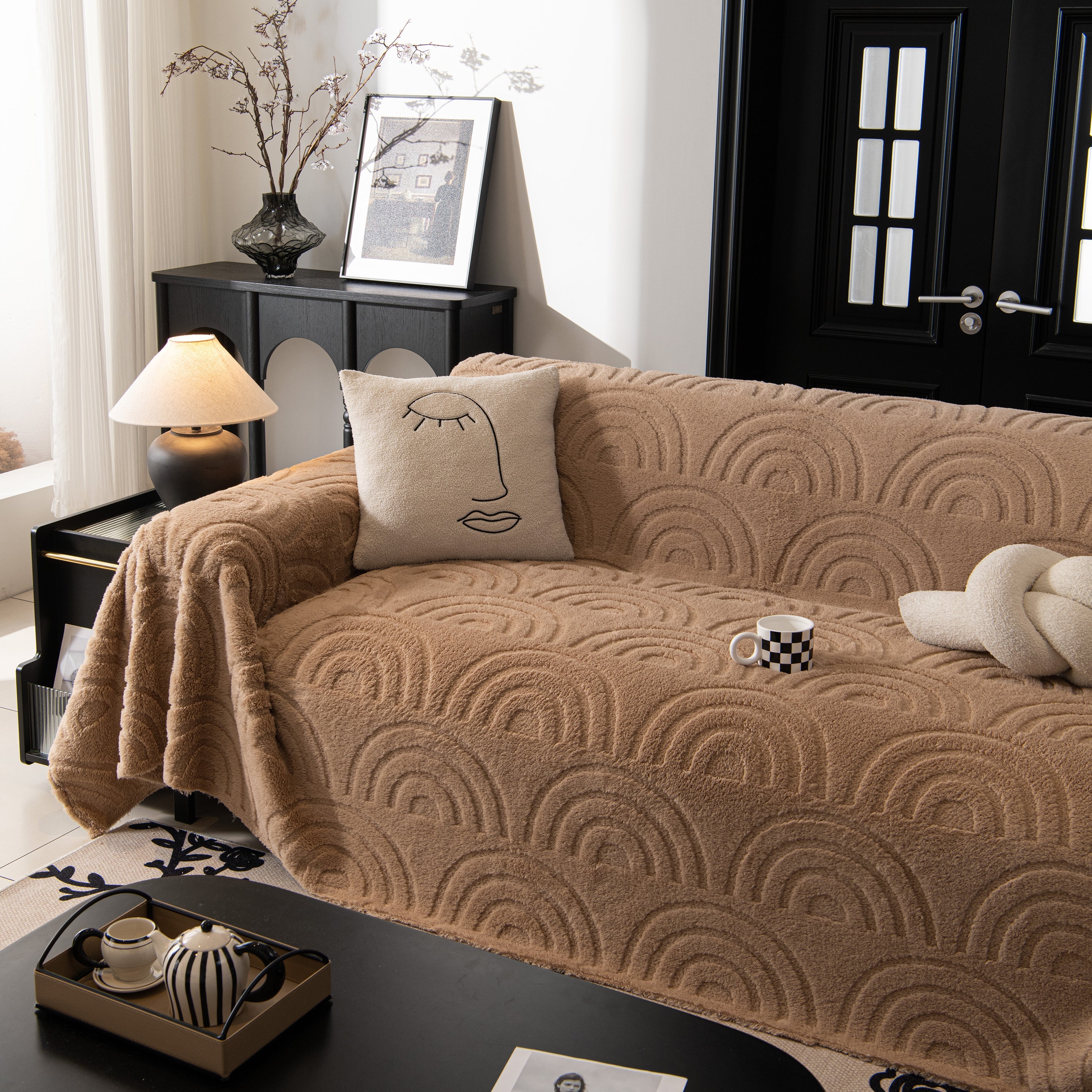 Plush Warm Decor Couch Cover Soft Jacquard Fleece Throw Blankets For Bed Couch Sofa Chair