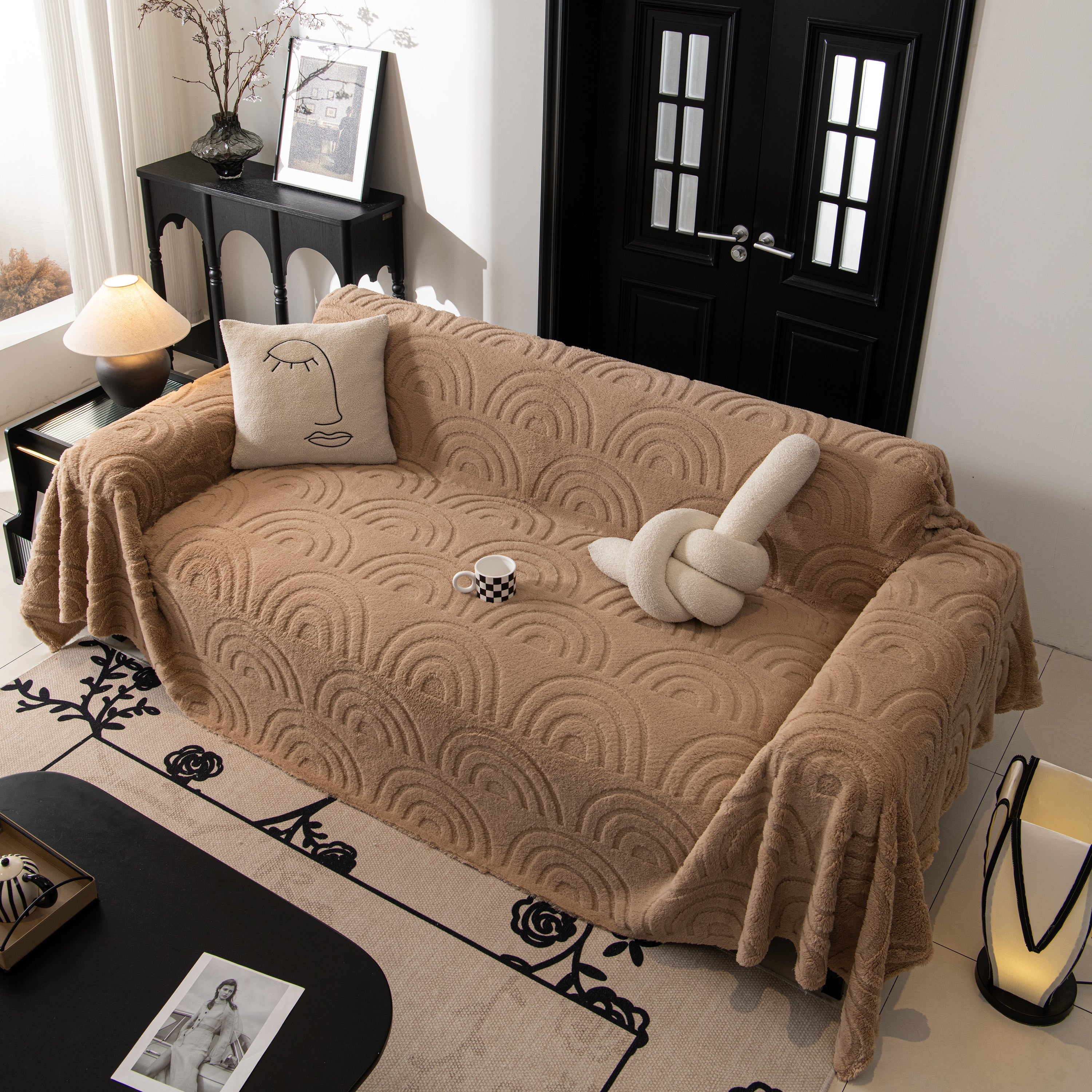 Plush Warm Decor Couch Cover Soft Jacquard Fleece Throw Blankets For Bed Couch Sofa Chair