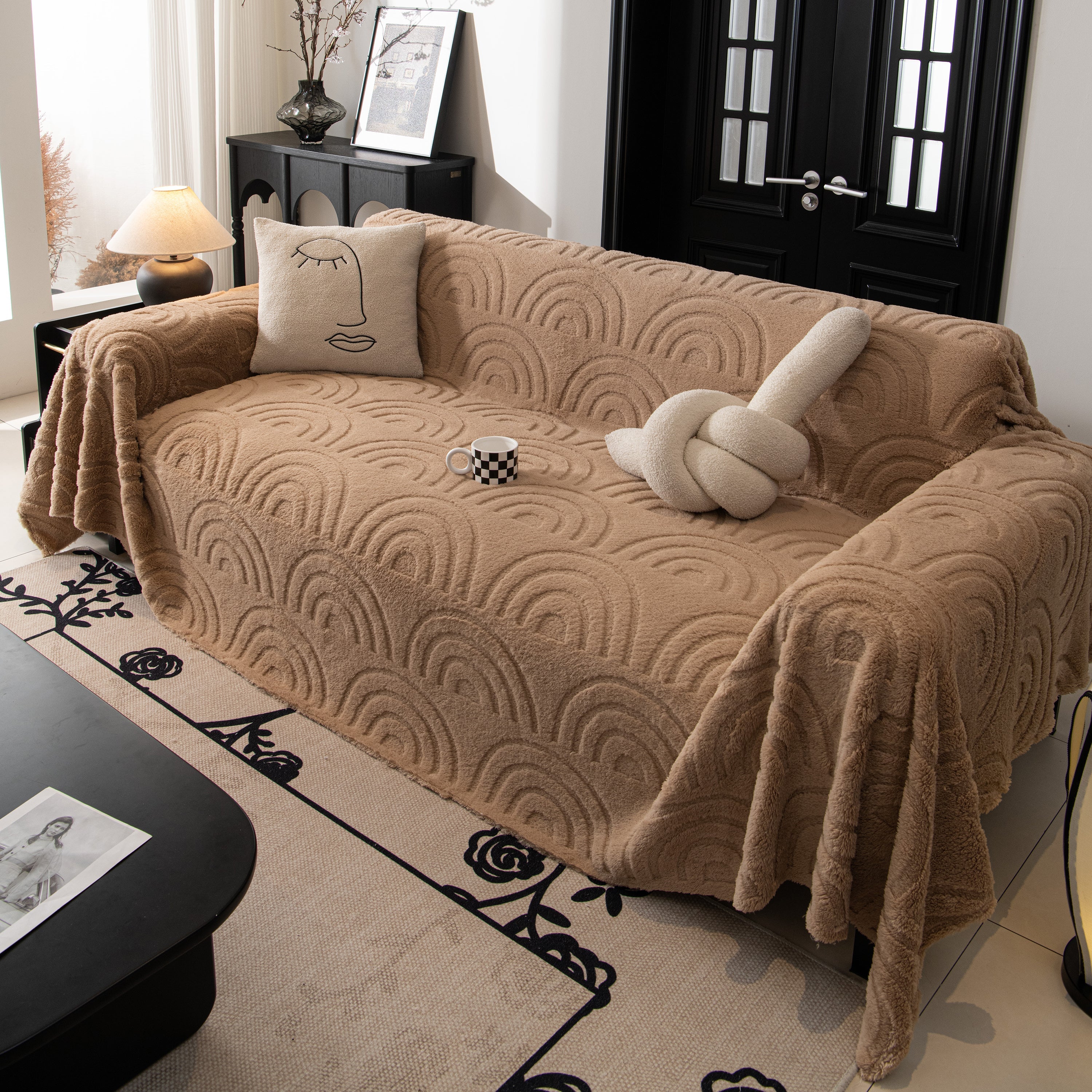 Plush Warm Decor Couch Cover Soft Jacquard Fleece Throw Blankets For Bed Couch Sofa Chair