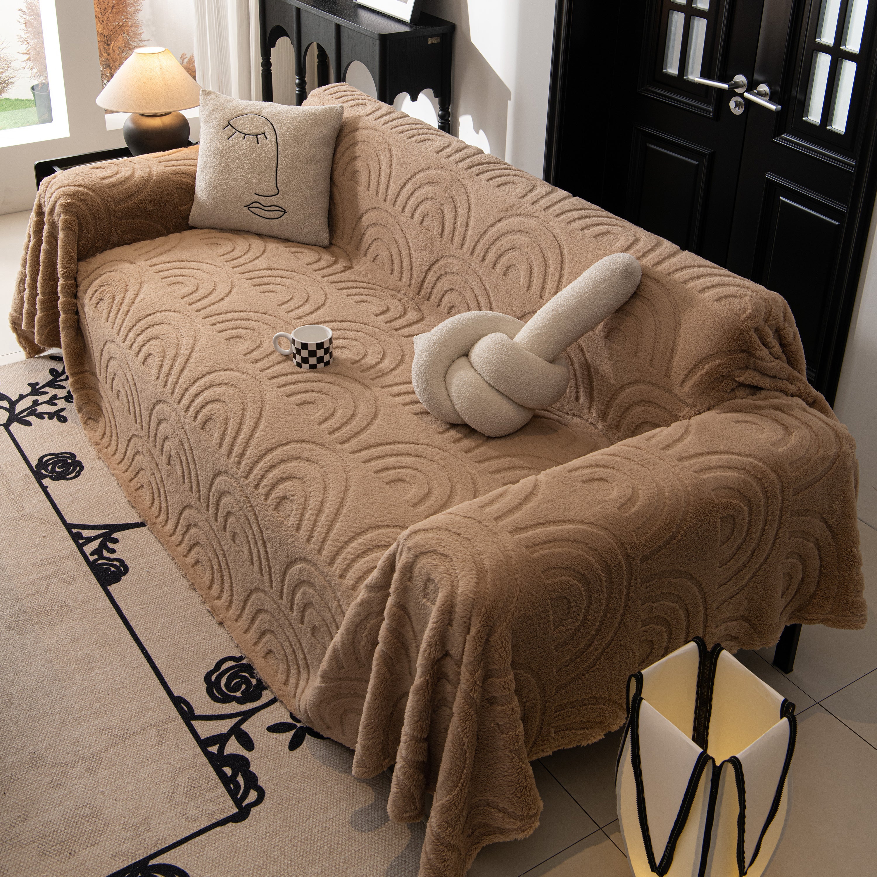 Plush Warm Decor Couch Cover Soft Jacquard Fleece Throw Blankets For Bed Couch Sofa Chair
