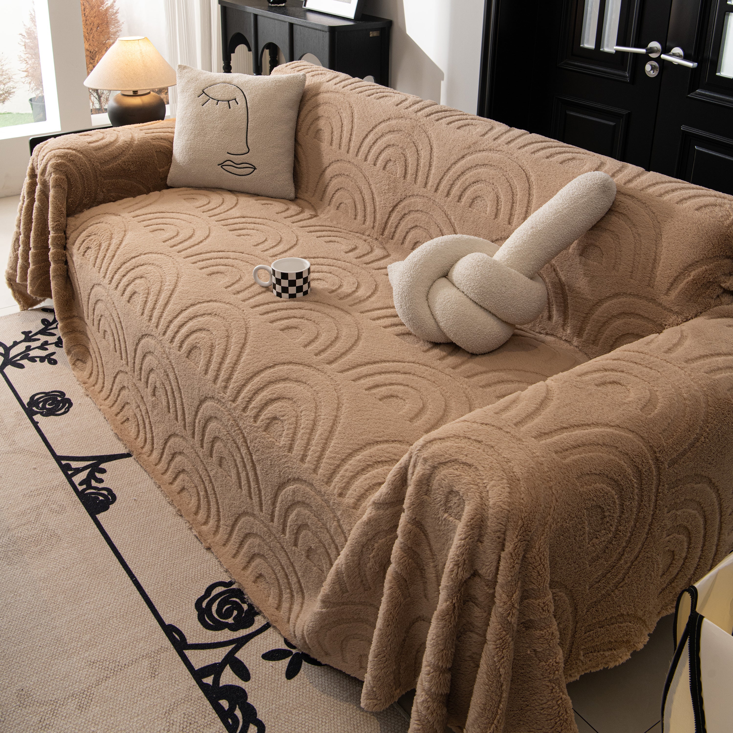 Plush Warm Decor Couch Cover Soft Jacquard Fleece Throw Blankets For Bed Couch Sofa Chair