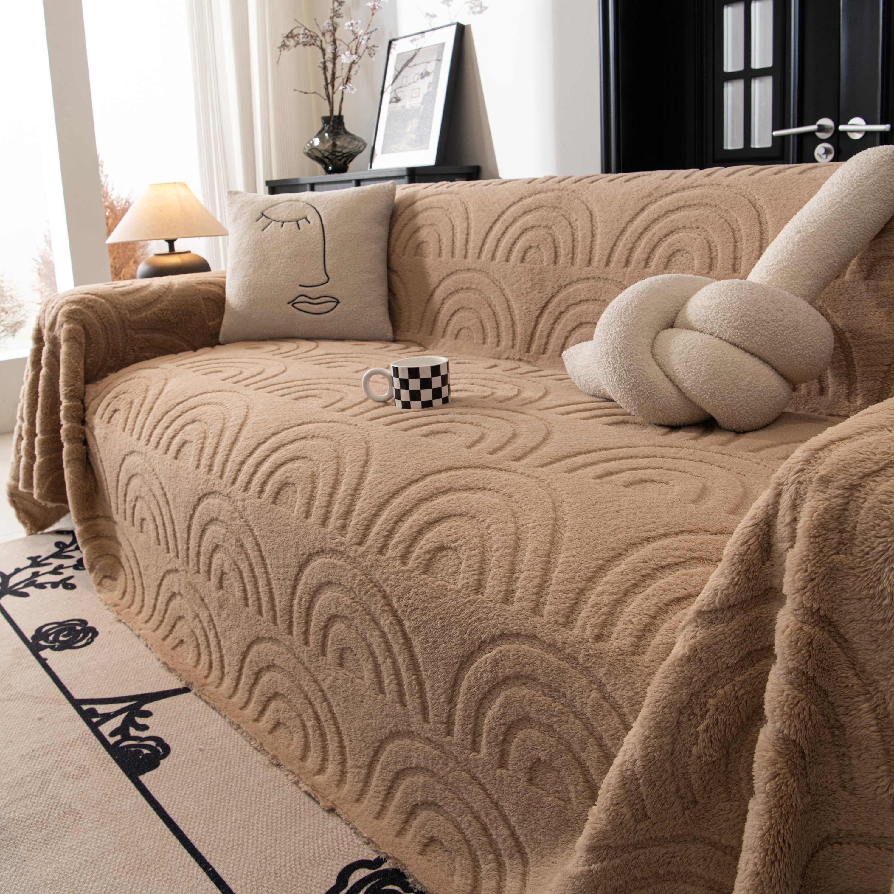 Plush Warm Decor Couch Cover Soft Jacquard Fleece Throw Blankets For Bed Couch Sofa Chair