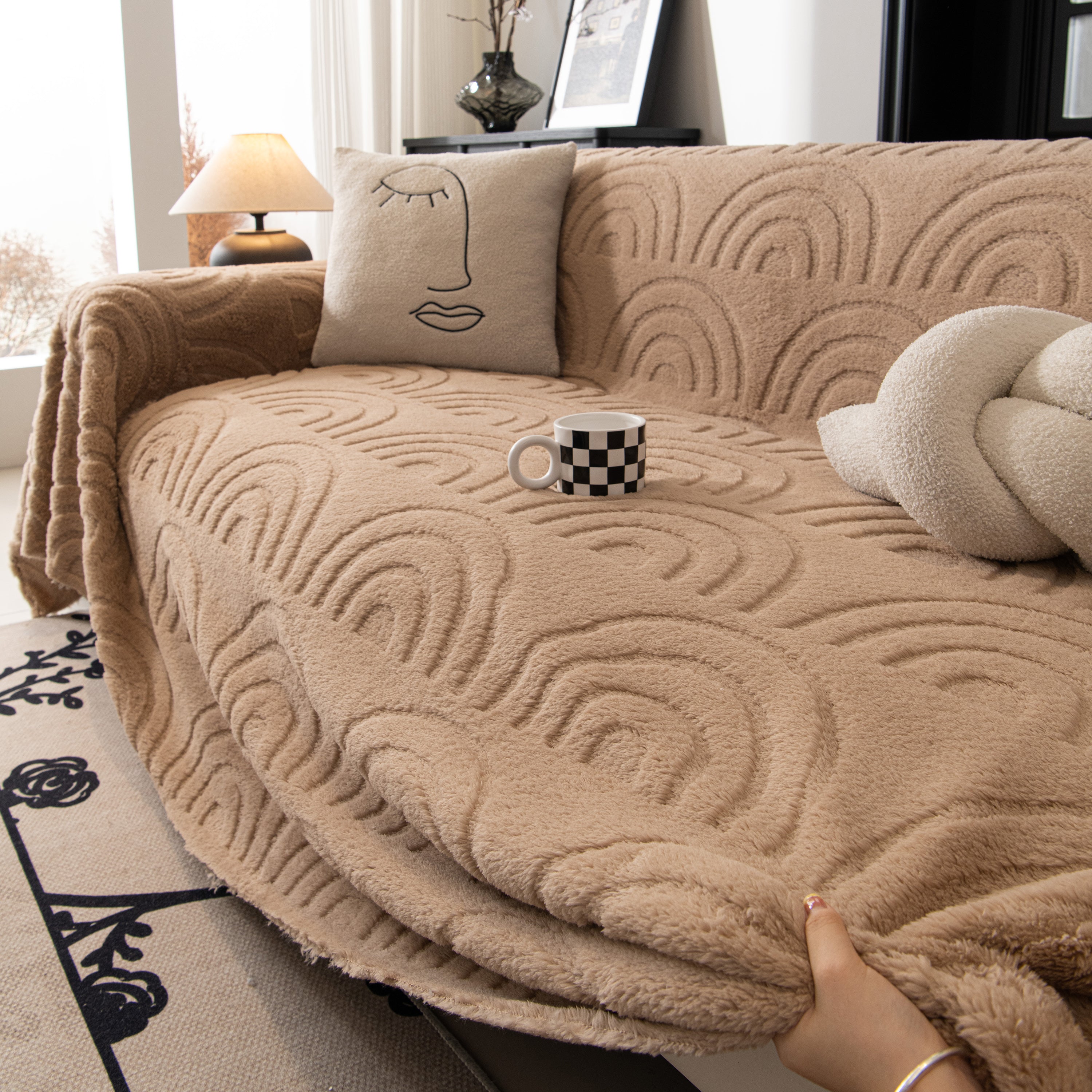 Plush Warm Decor Couch Cover Soft Jacquard Fleece Throw Blankets For Bed Couch Sofa Chair