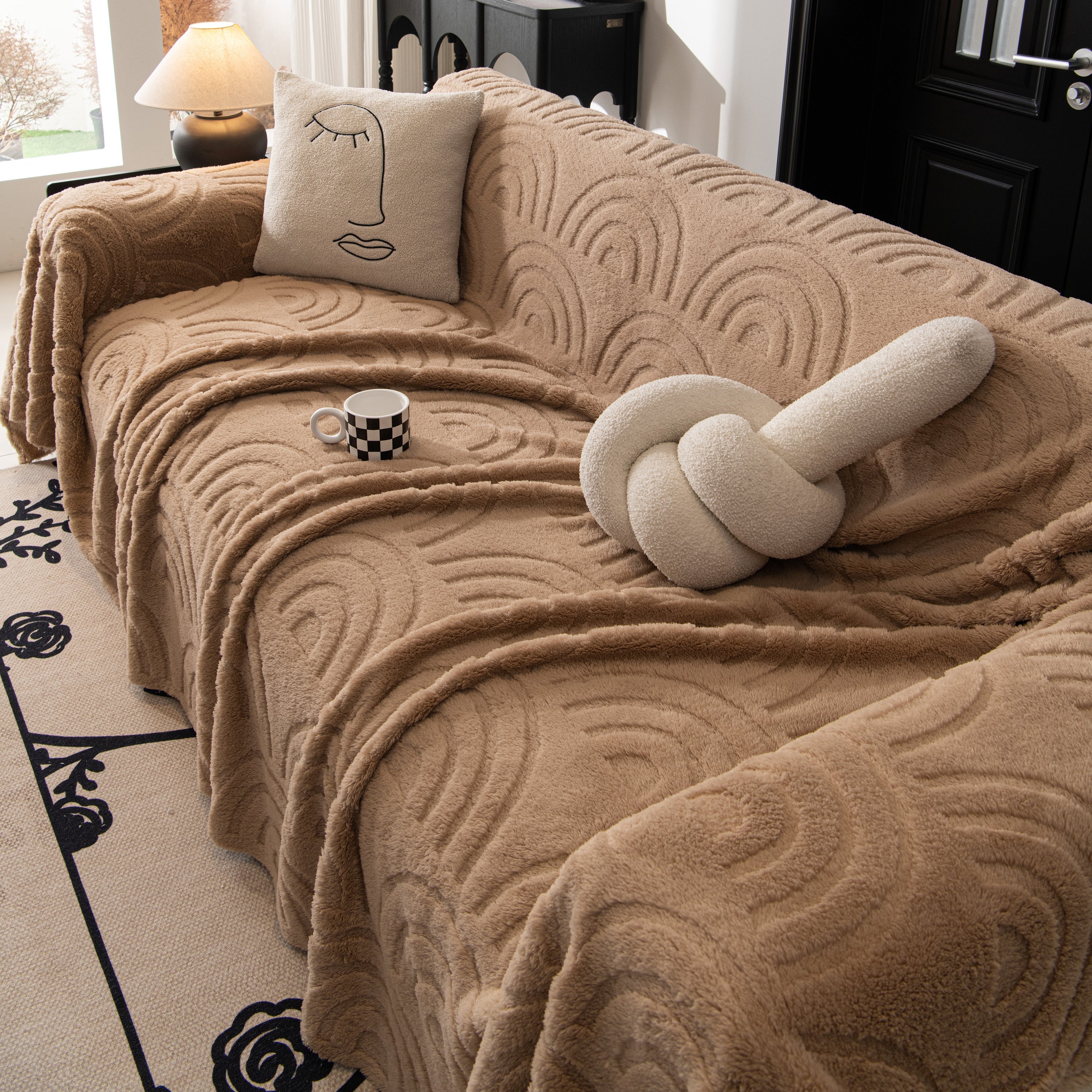 Plush Warm Decor Couch Cover Soft Jacquard Fleece Throw Blankets For Bed Couch Sofa Chair