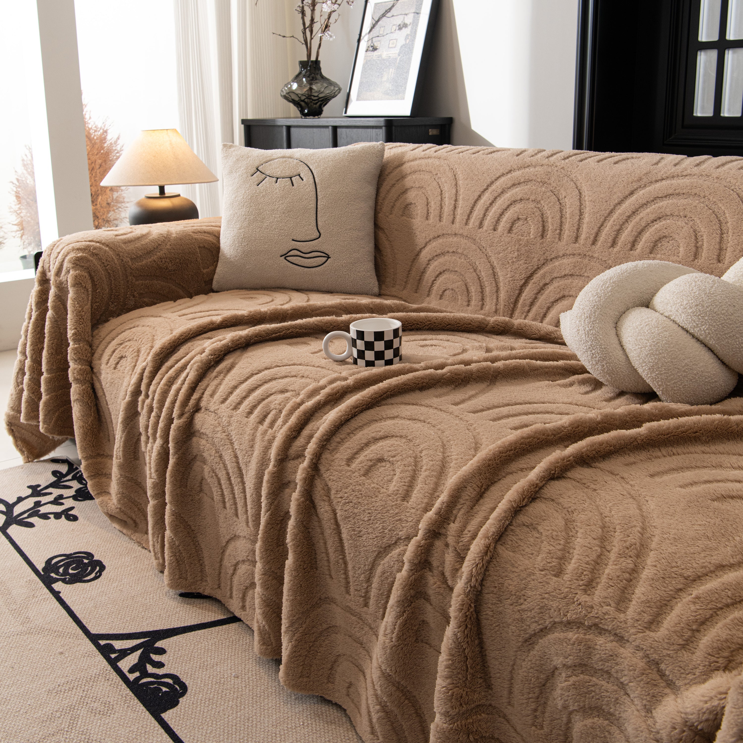 Plush Warm Decor Couch Cover Soft Jacquard Fleece Throw Blankets For Bed Couch Sofa Chair