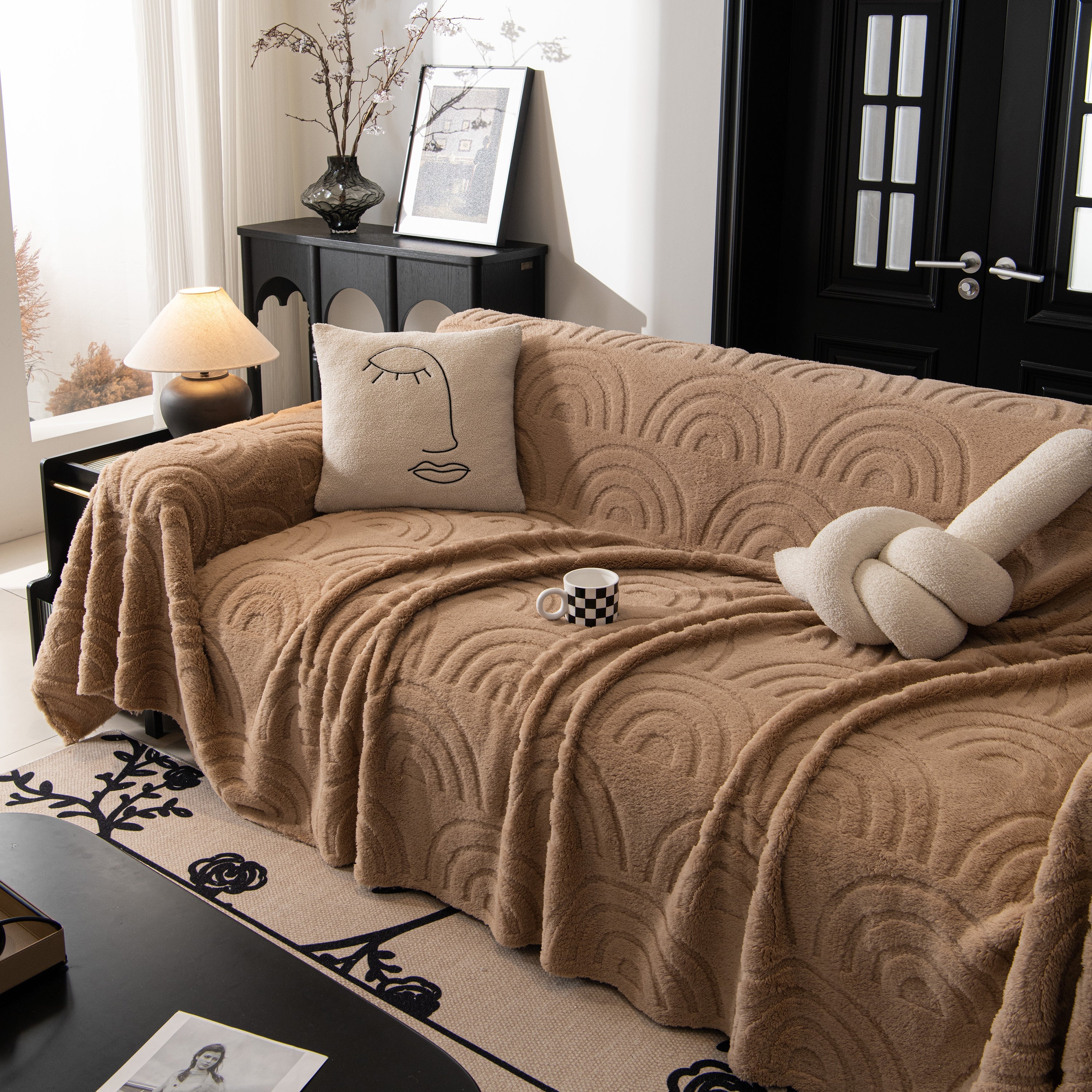 Plush Warm Decor Couch Cover Soft Jacquard Fleece Throw Blankets For Bed Couch Sofa Chair