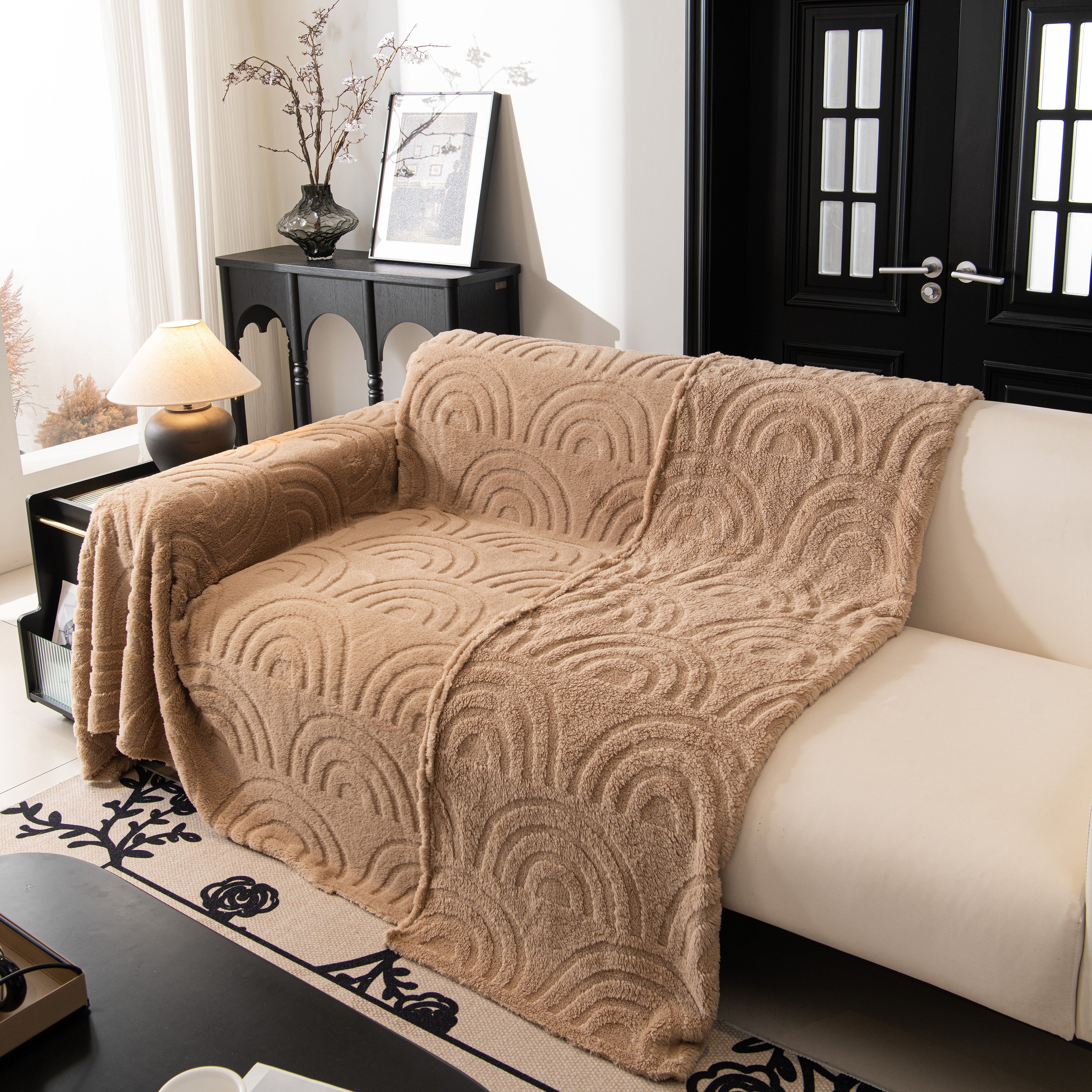 Plush Warm Decor Couch Cover Soft Jacquard Fleece Throw Blankets For Bed Couch Sofa Chair