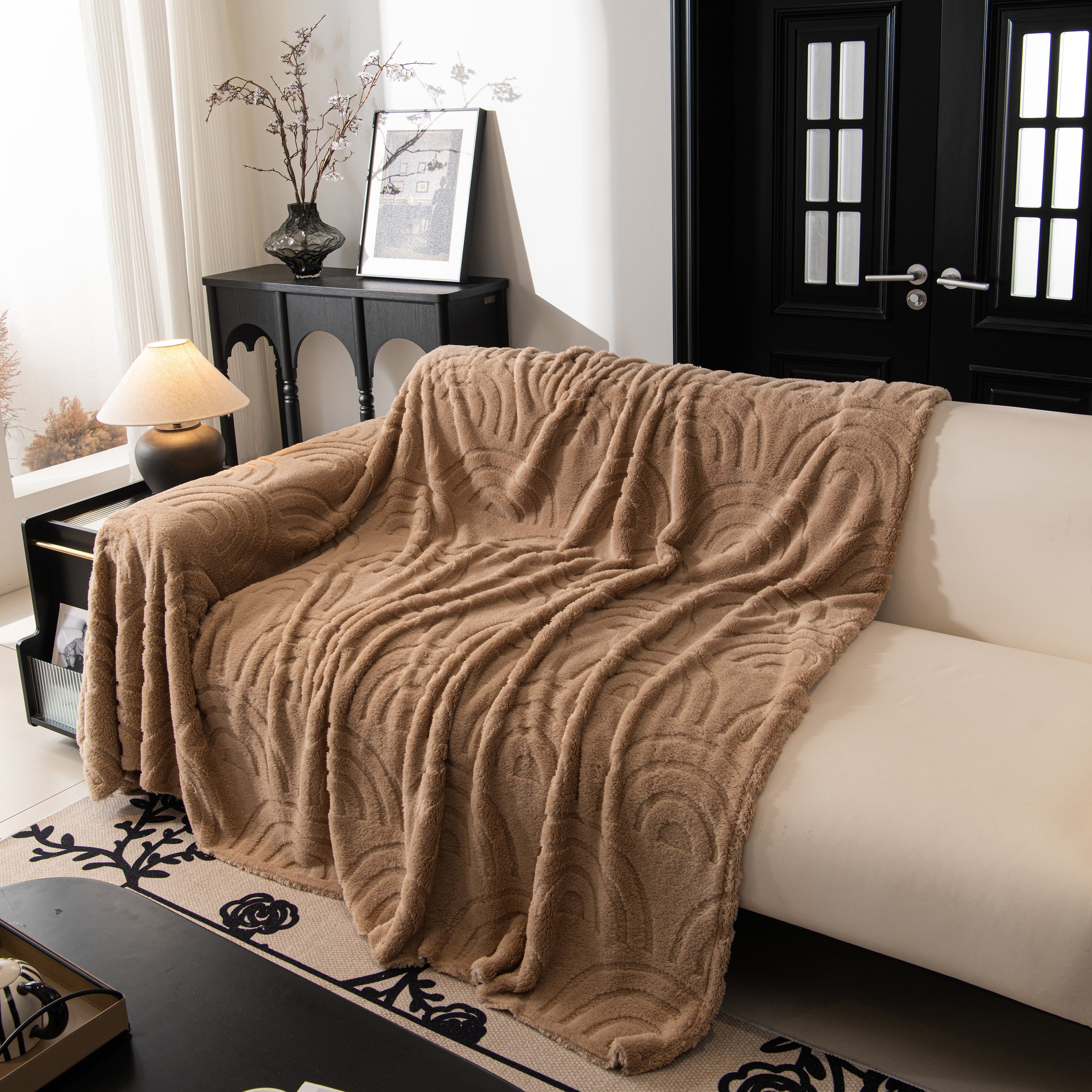 Plush Warm Decor Couch Cover Soft Jacquard Fleece Throw Blankets For Bed Couch Sofa Chair
